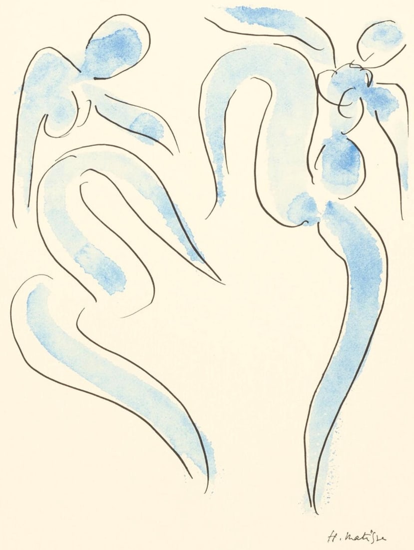 Henri Matisse, La danse, Douze Contemporains, Limited Edition Lithograph: Lithograph and stencil on velin paper. Paper size: 18.25 x 13.25 inches. Excellent condition. Unsigned and unnumbered, as issued. Notes: From the folio, Douze Contemporains, 1959. Published by