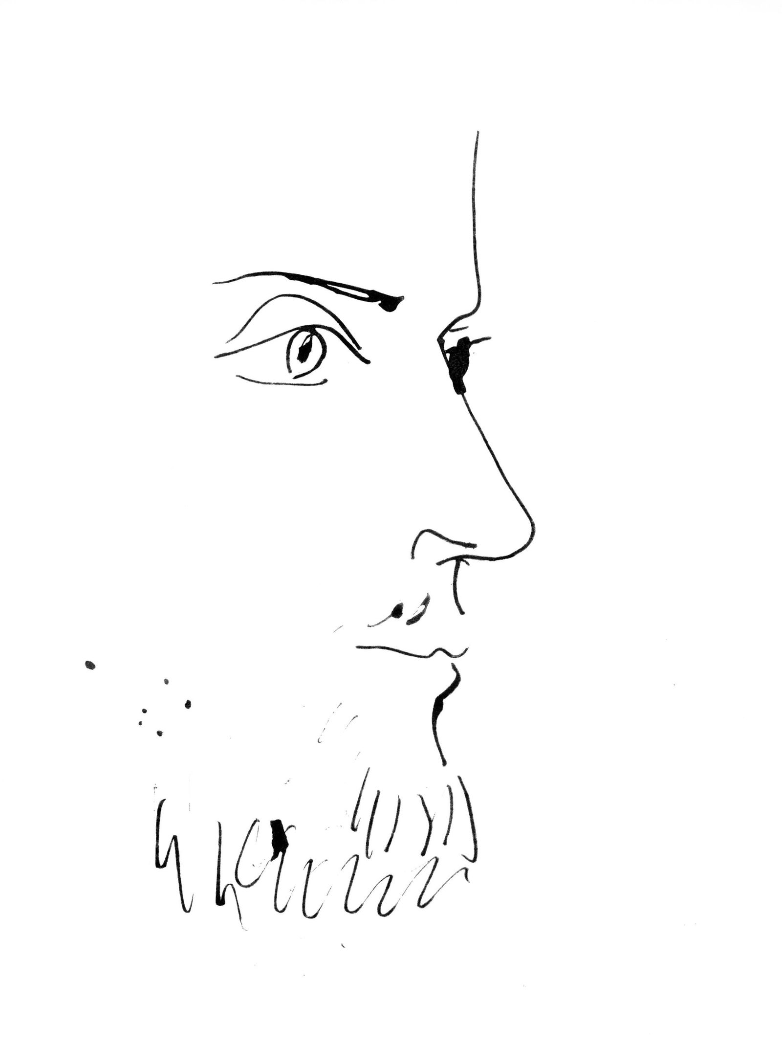 Pablo Picasso, Visage d'homme, profil droit (Cramer 84; Johnson/S. 77), 40 dessins de Picasso en: Collotype on velin du Marais paper. Paper size: 14.5 x 11.125 inches. Inscription: Unsigned and unnumbered, as issued. Catalogue raisonne reference: Goeppert, Sebastian, et al. Pablo Picasso, the