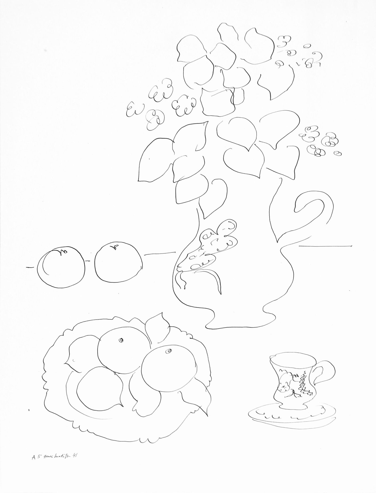 Henri Matisse, Serie A, var. 5 (Duthuit 9), Henri Matisse, Dessins, Themes et variations, Limited: Lithograph on velin pur fil paper. Inscription: Signed in the plate and unnumbered, as issued. Paper Size: 12.875 x 9.625 inches. Catalogue raisonne references: Matisse, Henri, et al. Henri Matisse: