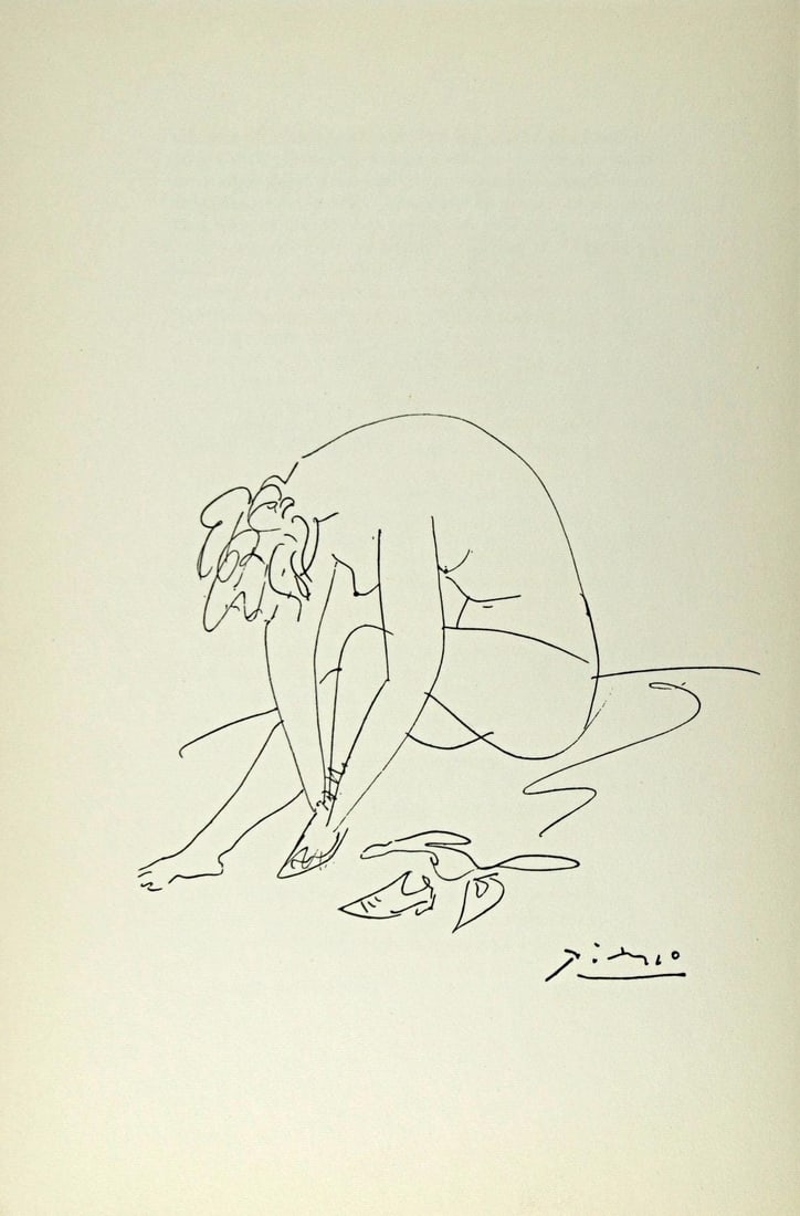 Pablo Picasso, Composition, Sous le Manteau de Feu, Limited Edition Lithograph: Lithograph on velin paper. Paper size: 9.84 x 6.69 inches. Excellent condition. Inscription: signed in the plate and unnumbered, as issued. Notes: from the album, Les Cavaliers d'Ombre; Sous le Mantea