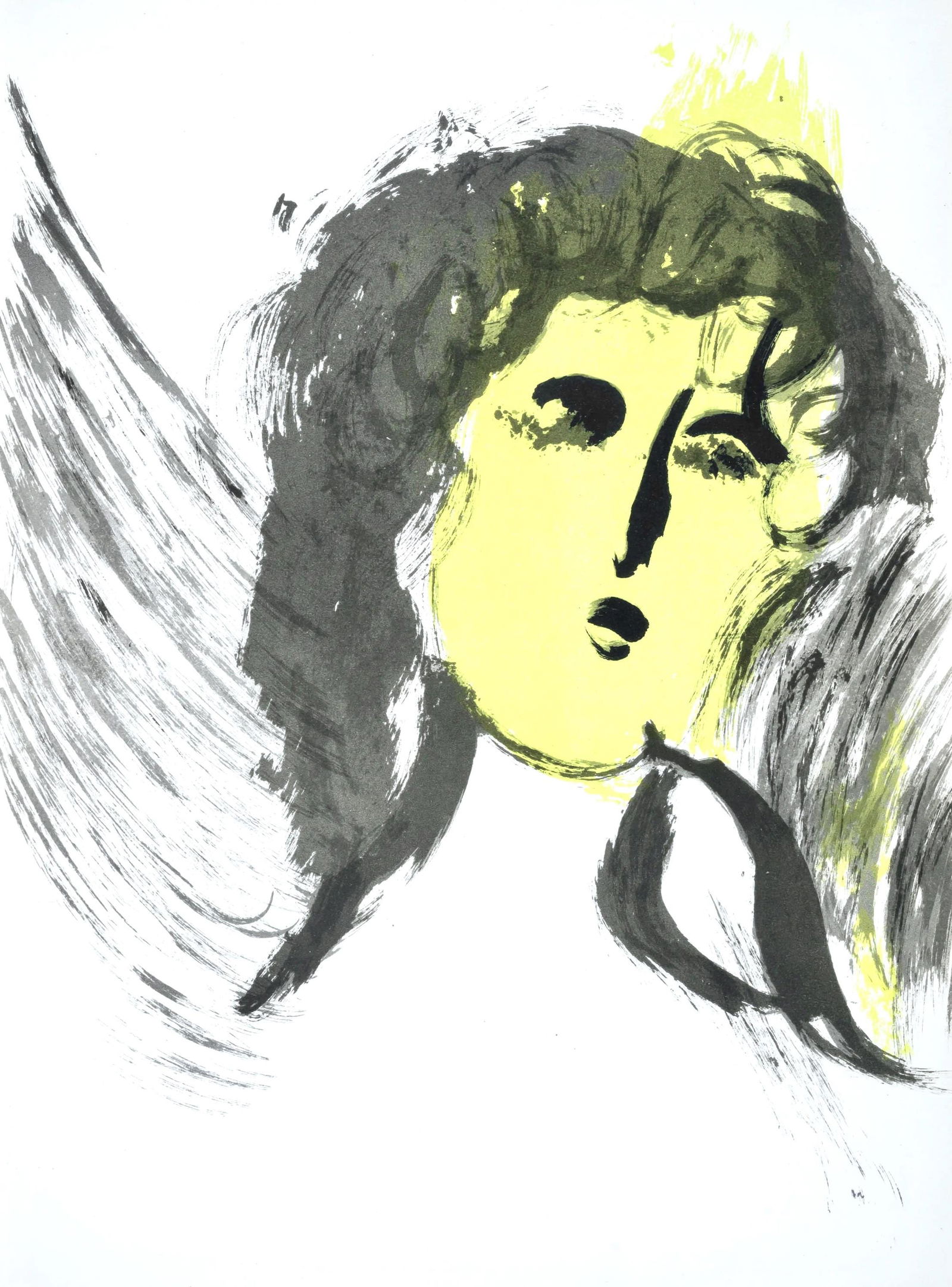 Marc Chagall, L'ange (Mourlot 117-46; Cramer 25), Dessins Pour La Bible, Verve, Revue, Limited: Lithograph on velin des Papeteries du Marais paper. Paper Size: 14 x 10.25 inches. Inscription: Unsigned and unnumbered, as issued. Catalogue raisonne references: Cain, Julien, and Fernand Mourlot.