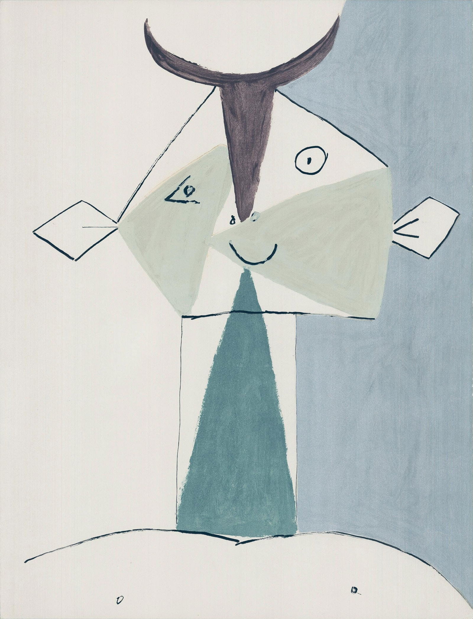 Pablo Picasso, Composition, Faunes et Flore d'Antibes, Limited Edition Lithograph: Lithograph and stencil on velin pur chiffon d'Arches paper. Paper size: 25.98 x 20.079 inches. Excellent condition. Inscription: Unsigned and unnumbered, as issued. Notes: From the folio, Faunes et Fl