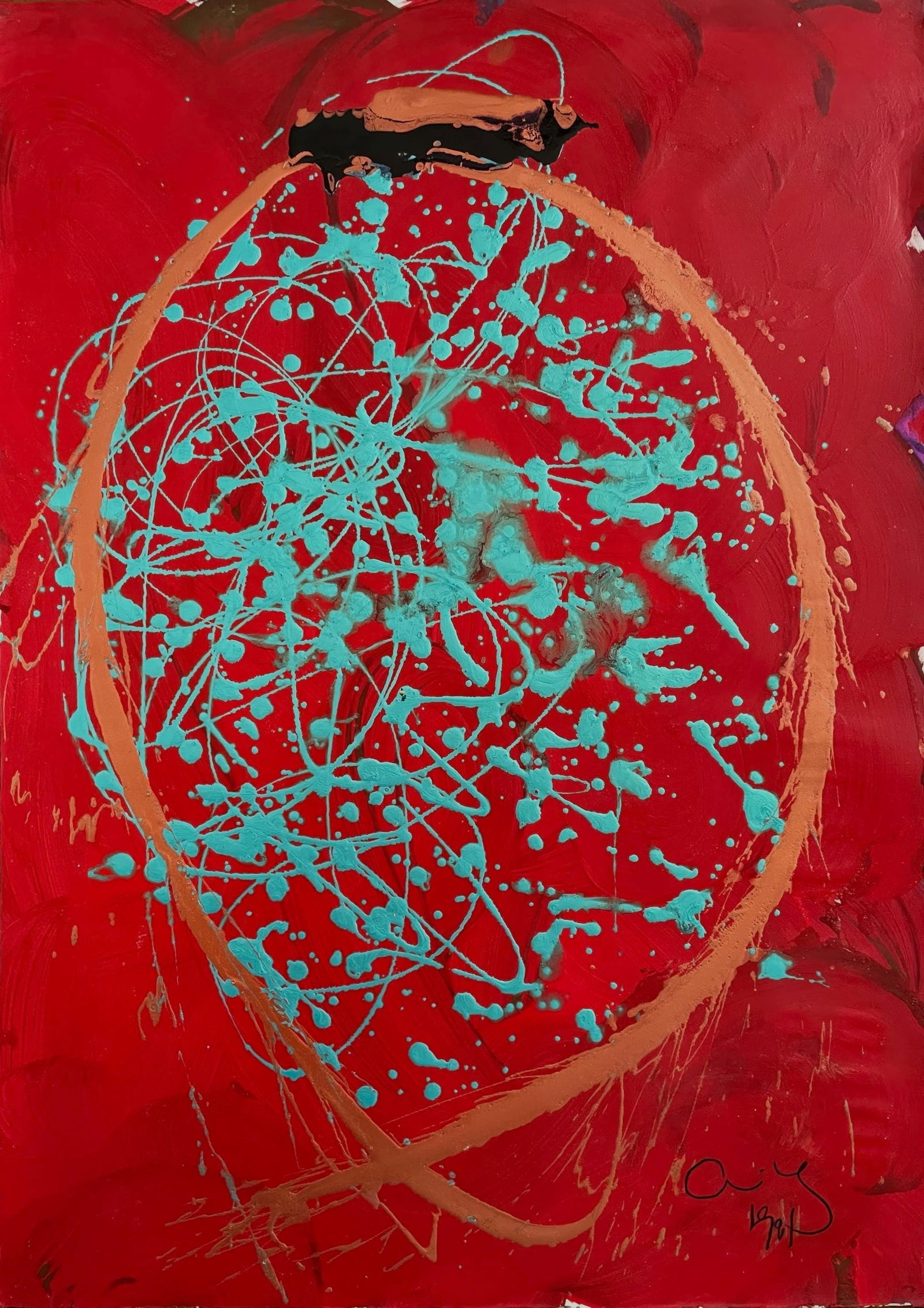 Dale Chihuly, Composition, Basket Series, Original Painting: Acrylic on Arches paper, 1991. Paper Size: 42 x 30 inches. Excellent condition. Inscription: Signed and dated by the artist, as issued. Notes: Dale Chihuly has often called the Baskets series the