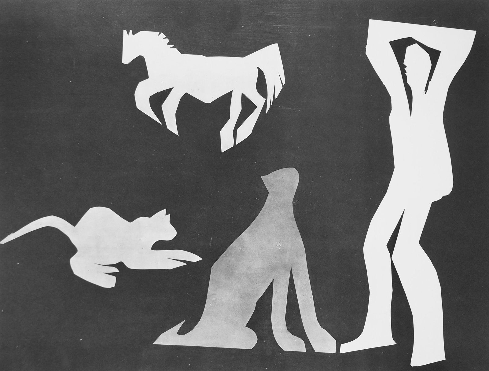 Pablo Picasso, Andre Villers, L'homme aux chats I (Cramer 115), Diurnes, Decoupages et: Lithograph, stencil on velin d'Arches paper. Paper Size: 11.75 x 15.75 inches. Inscription: Unsigned and unnumbered, as issued. Catalogue raisonne reference: Goeppert, Sebastian, et al. Pablo