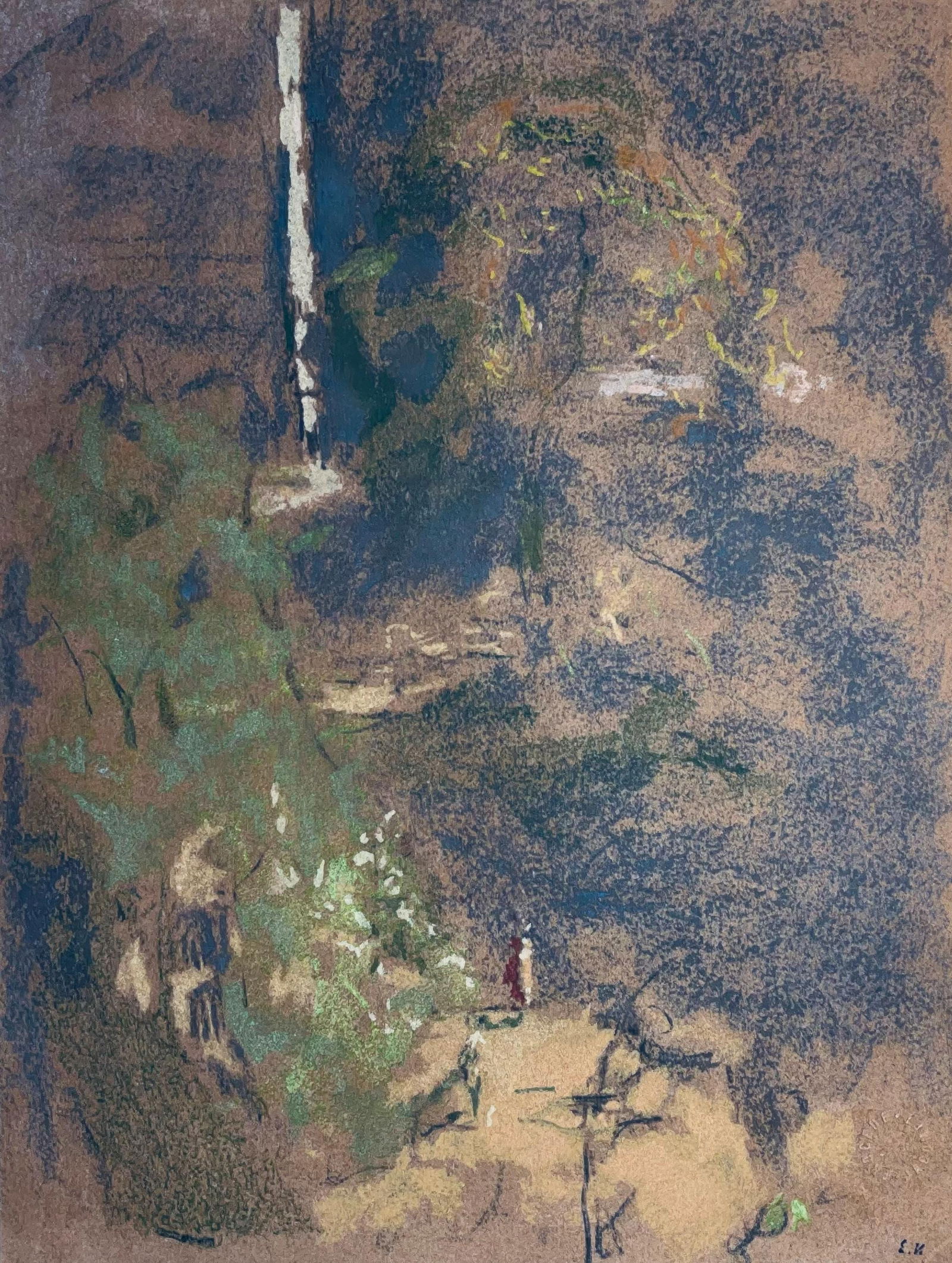 Jean-Edouard Vuillard, The Vintimille Square, from Vuillard, Twelve Pastels, Limited Edition: This exquisite lithograph and pochoir by Jean-Edouard Vuillard (1868-1940), titled Le Square Vintimille (The Vintimille Square), from the folio Vuillard, Douze Pastels (Vuillard, Twelve Pastels),