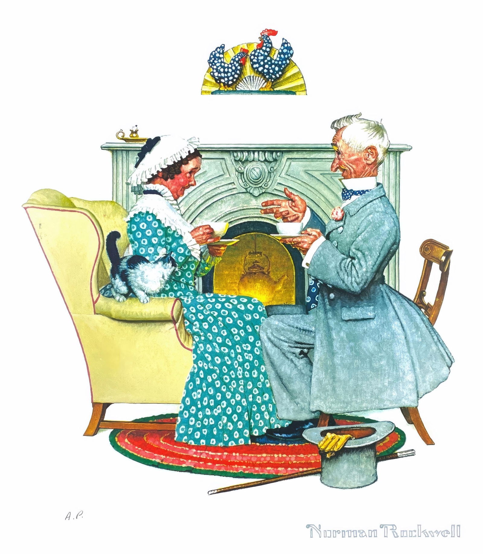 Norman Rockwell, Winter, from Four Ages of Love, Limited Edition Offset Lithograph, 1991: This exquisite lithograph by Norman Rockwell (1894-1978), titled Winter, from the folio Four Ages of Love, originates from the 1991 edition published by Brown & Bigelow, Saint Paul; printed by