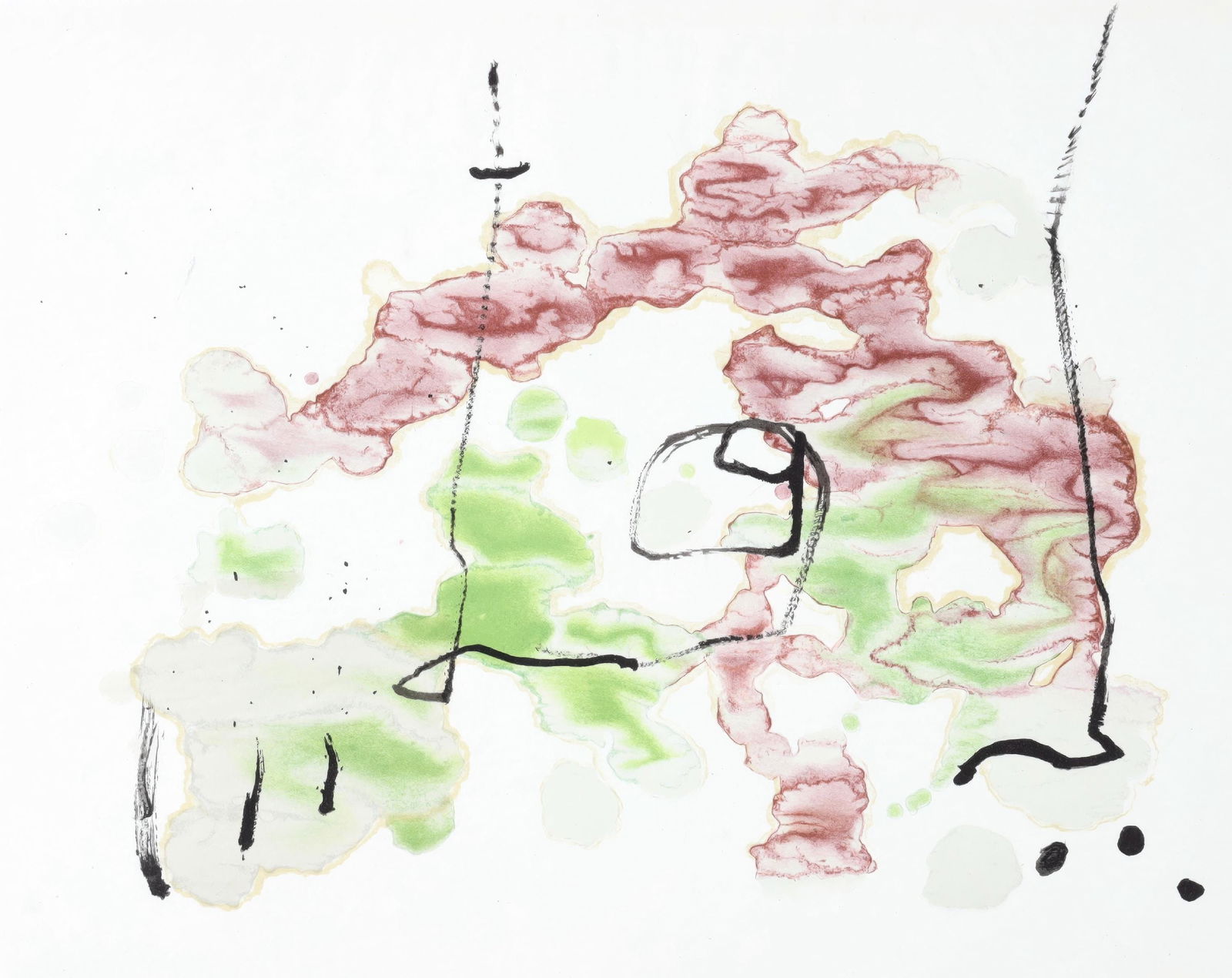 Joan Miro, Untitled, from Trace on the Water, Limited Edition Lithograph, 1963: This exquisite lithograph by Joan Miro (1893-1983), titled Sans titre (Untitled), from the album Trace sur l'eau (Trace on the Water), originates from the 1963 edition published by Maeght Editeur,