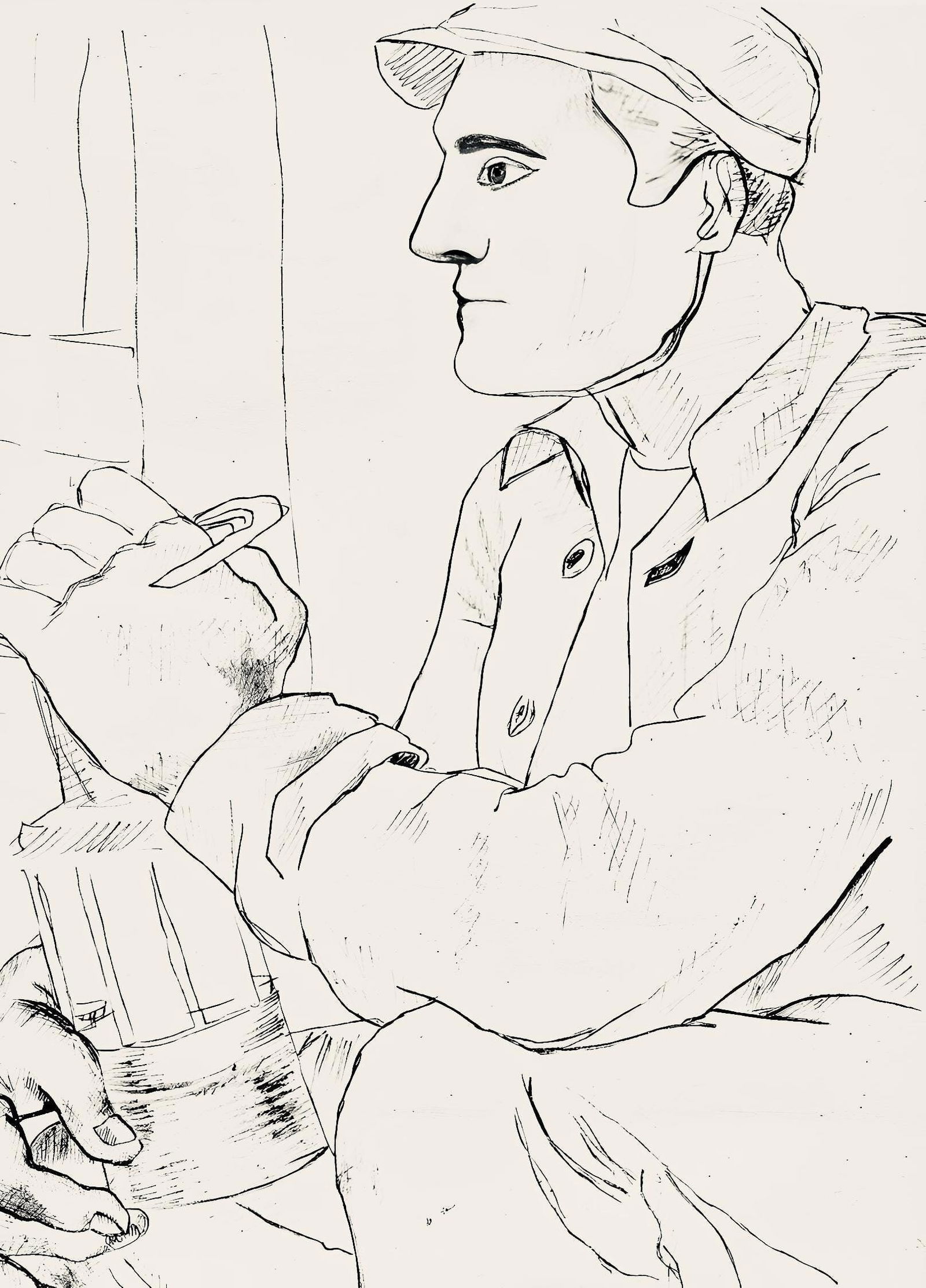 Fernand Leger, Composition, Levers de rideau sur la question du bonheur, Limited Edition Lithograph: Lithograph on velin blanc Grillet et Feau paper. Paper Size: 12.6 x 9.84 inches. Excellent condition. Inscription: Unsigned and unnumbered, as issued. Notes: From the volume, Levers de rideau sur la q