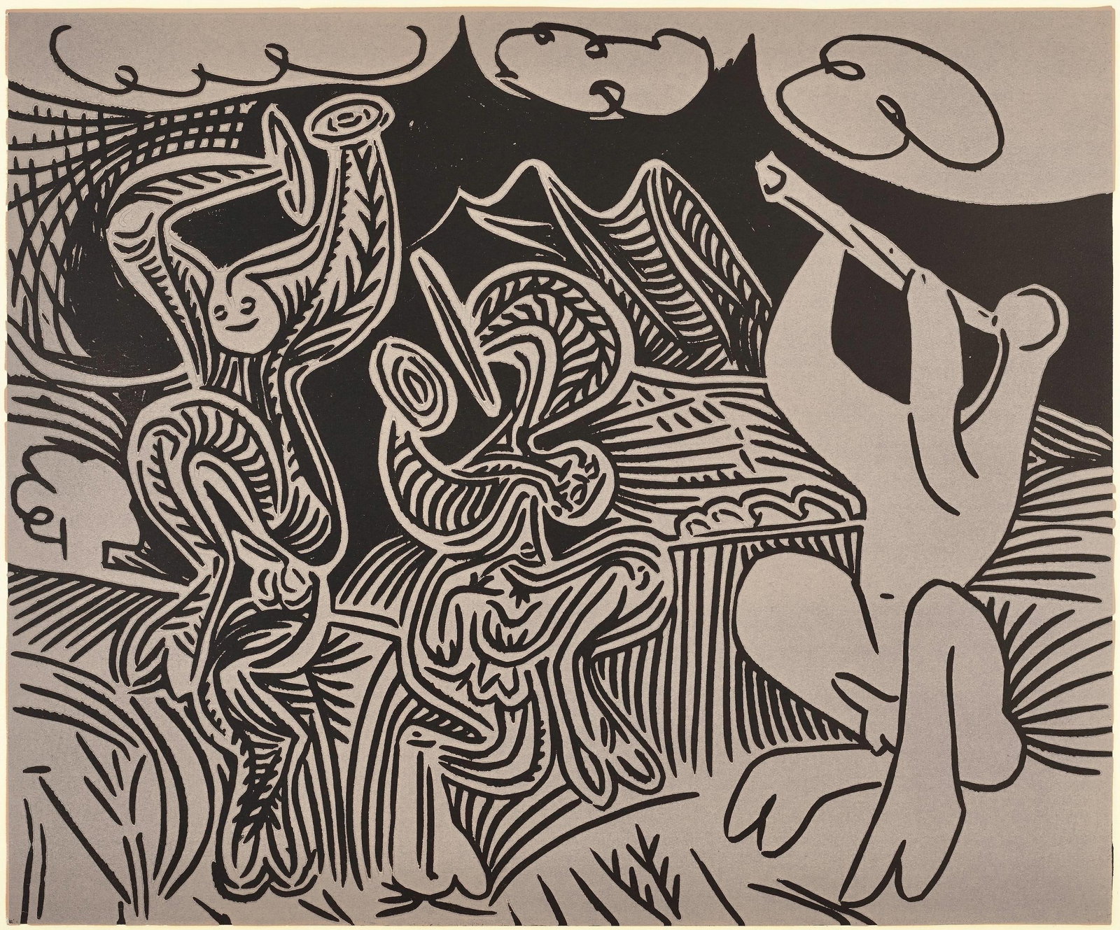 Pablo Picasso, Danseurs et musicien (Orozco 214), Grabados al linoleo, Limited Edition Linocut (1 of 4)