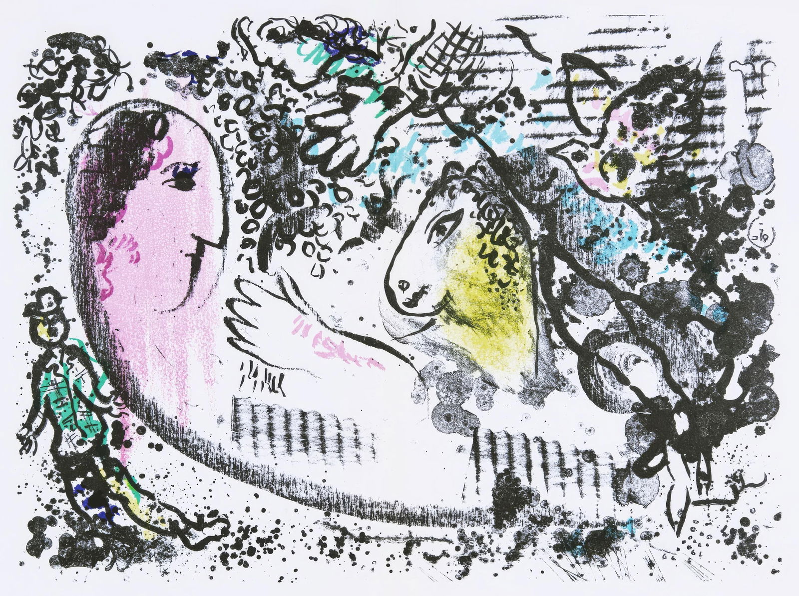 Marc Chagall, Reverie, from Derriere le miroir, Limited Edition Lithograph, 1969: This exquisite lithograph by Marc Chagall (1887-1985), titled Reverie (Reverie), from the folio Derriere le miroir, No. 182, originates from the 1969 edition published by Maeght Editeur, Paris, and