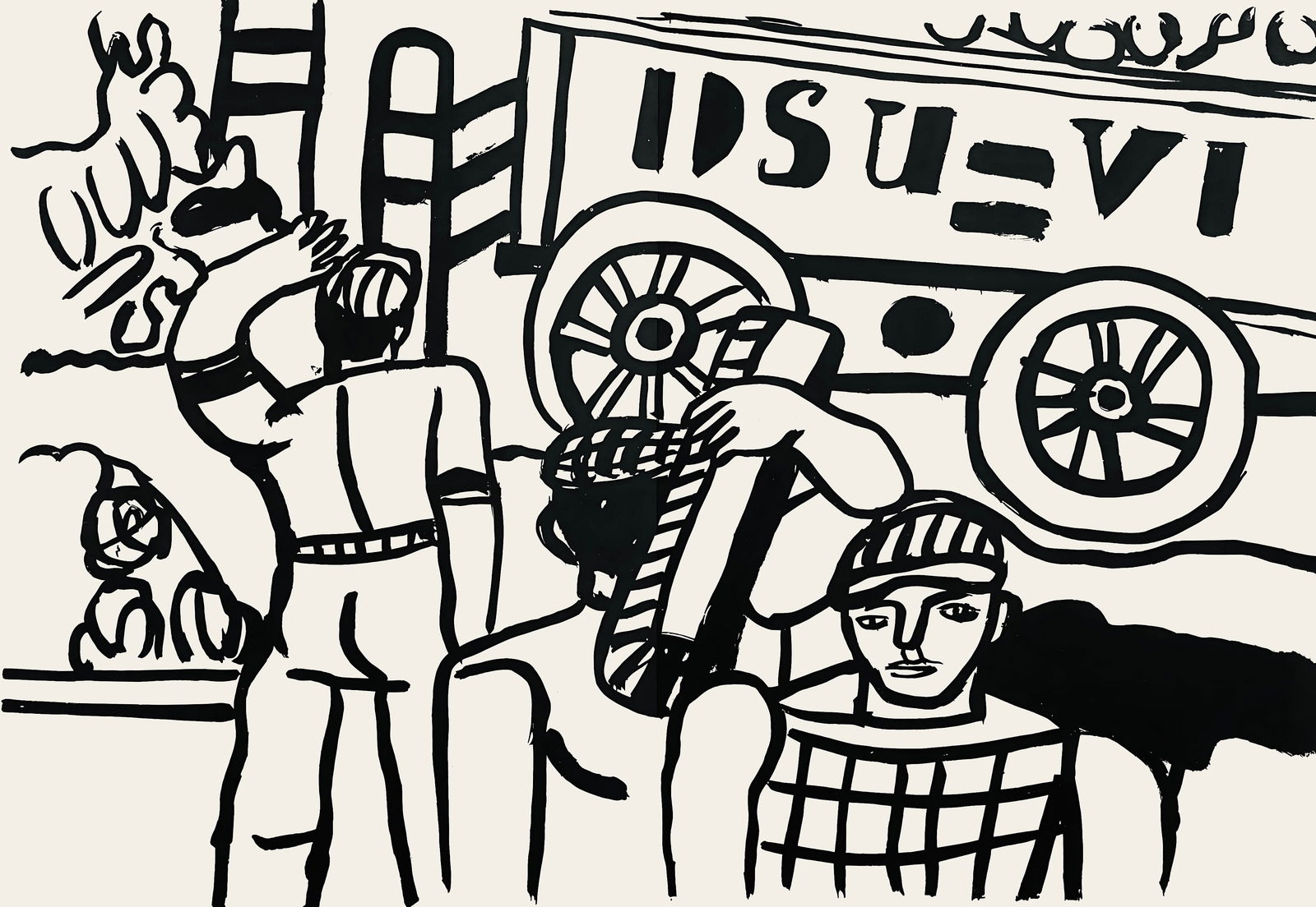 Fernand Leger, Composition, mes voyages: Lithograph on velin bouffant des Papeteries de Hauteville paper. Paper Size: 13.78 x 19.68 inches. Excellent condition, with centerfold, as issued. Unsigned and unnumbered, as issued. Notes: From the