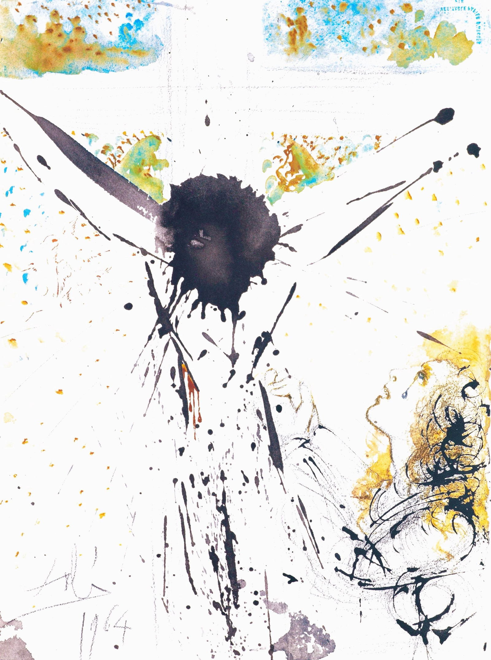 Salvador Dali, Composition (Michler/Lopsinger 1600; Field 69-3), Biblia Sacra, Limited Edition: Lithograph in colors on velin Fabriano charta ex meris pannis "ab alveo" manu fabricata, perlucidis figuris intexta paper. Paper size: 19 x 13.75 inches. Inscription: Signed in the plate and