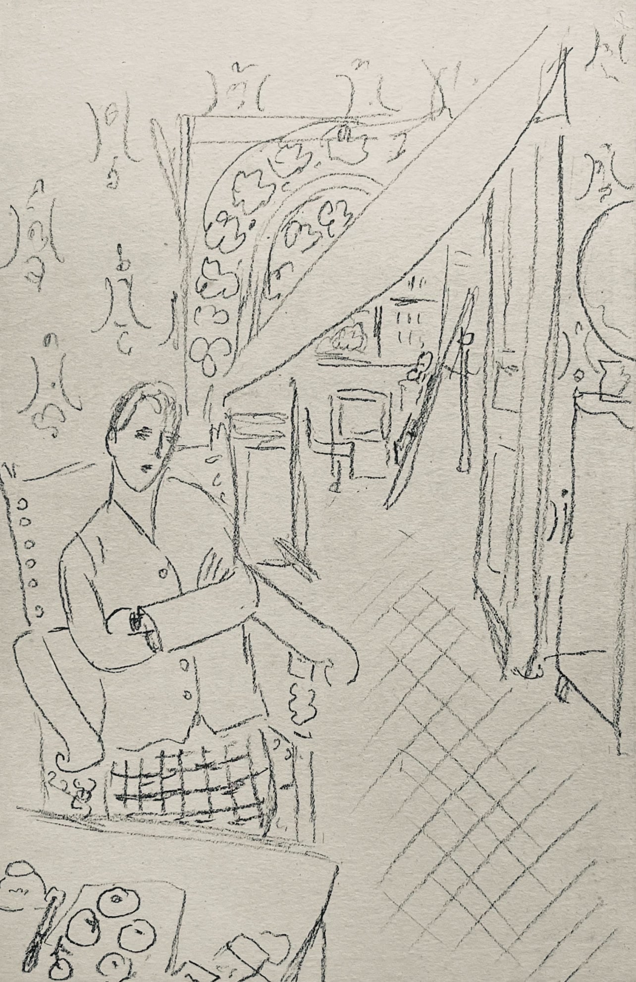 Henri Matisse, Composition (Dutel 3), Dessins de Henri-Matisse, Limited Edition Lithograph: Lithograph on velin Lafuma paper. Unsigned and unnumbered. Paper Size: 10 x 8 inches. Excellent condition. Notes: From the album, Dessins de Henri-Matisse, 1925. Published by Editions des Quatre