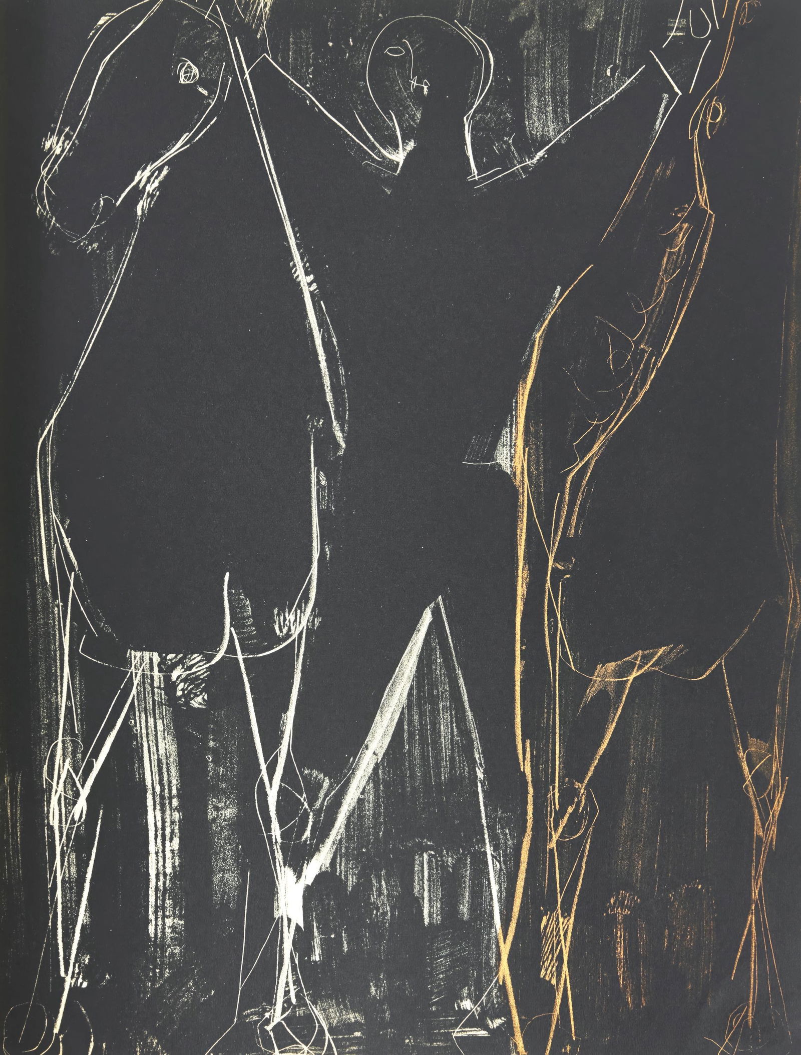 Marino Marini, Horses and Riders Standing, from XXe siecle, Limited Edition Lithograph, 1951: This exquisite lithograph by Marino Marini (1901-1980), titled Cavalli e cavalieri in piedi (Horses and Riders Standing), from the album XXe Siecle, Nouvelle serie, No. 1, 1951, originates from the 19