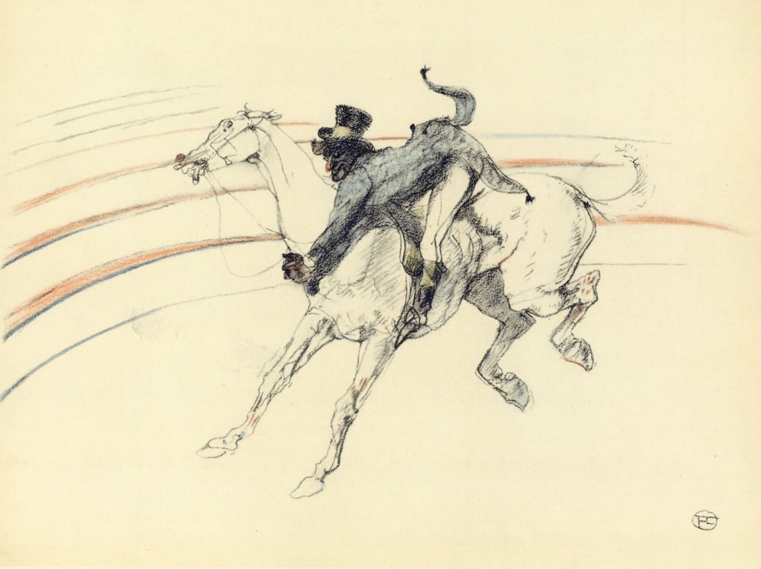 Henri de Toulouse-Lautrec, Chocolat, scene, The Circus by Toulouse-Lautrec, Limited Edition: Lithograph on velin paper. Unsigned and unnumbered. Paper Size: 12.125 x 9.25 inches. Excellent condition. Notes: From the album, The Circus by Toulouse-Lautrec, 1952. Published the Paris Book