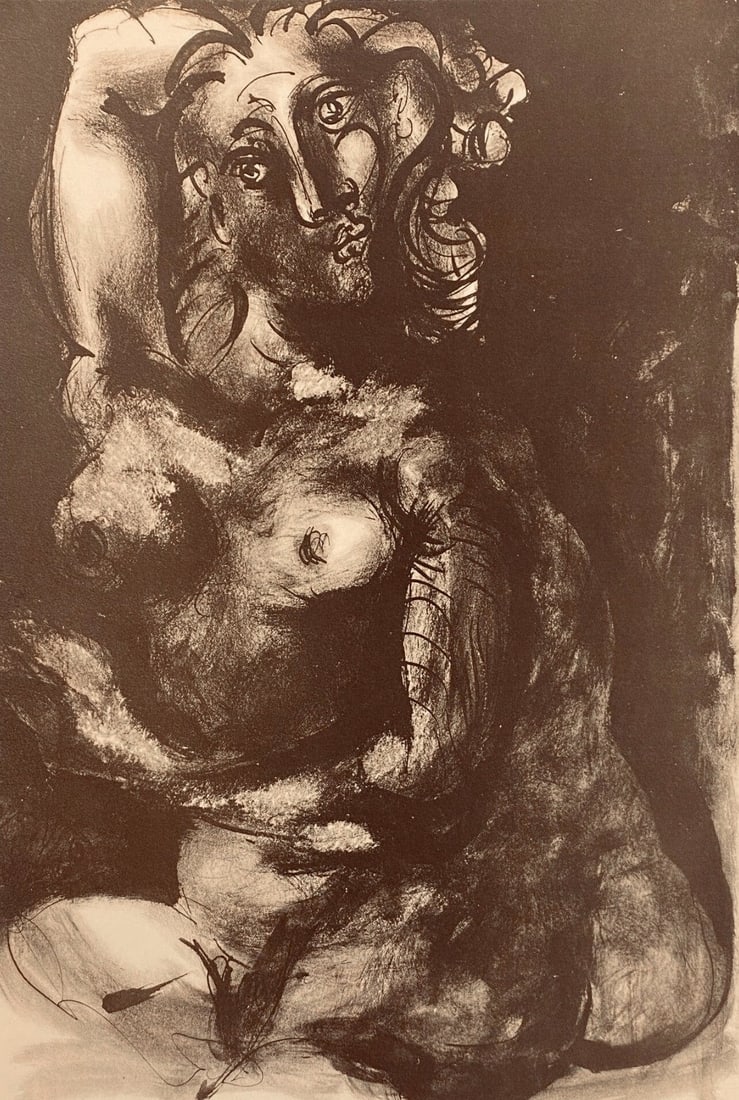 Pablo Picasso, Composition, Carnet de dessins de Picasso, Cahiers d'Art, Limited Edition Lithograph: Lithograph on velin paper. Inscription: Unsigned and unnumbered. Paper Size: 16.54 x 11.81 inches. Excellent condition. Notes: From the volume, Carnet de dessins de Picasso: reproduits au format de