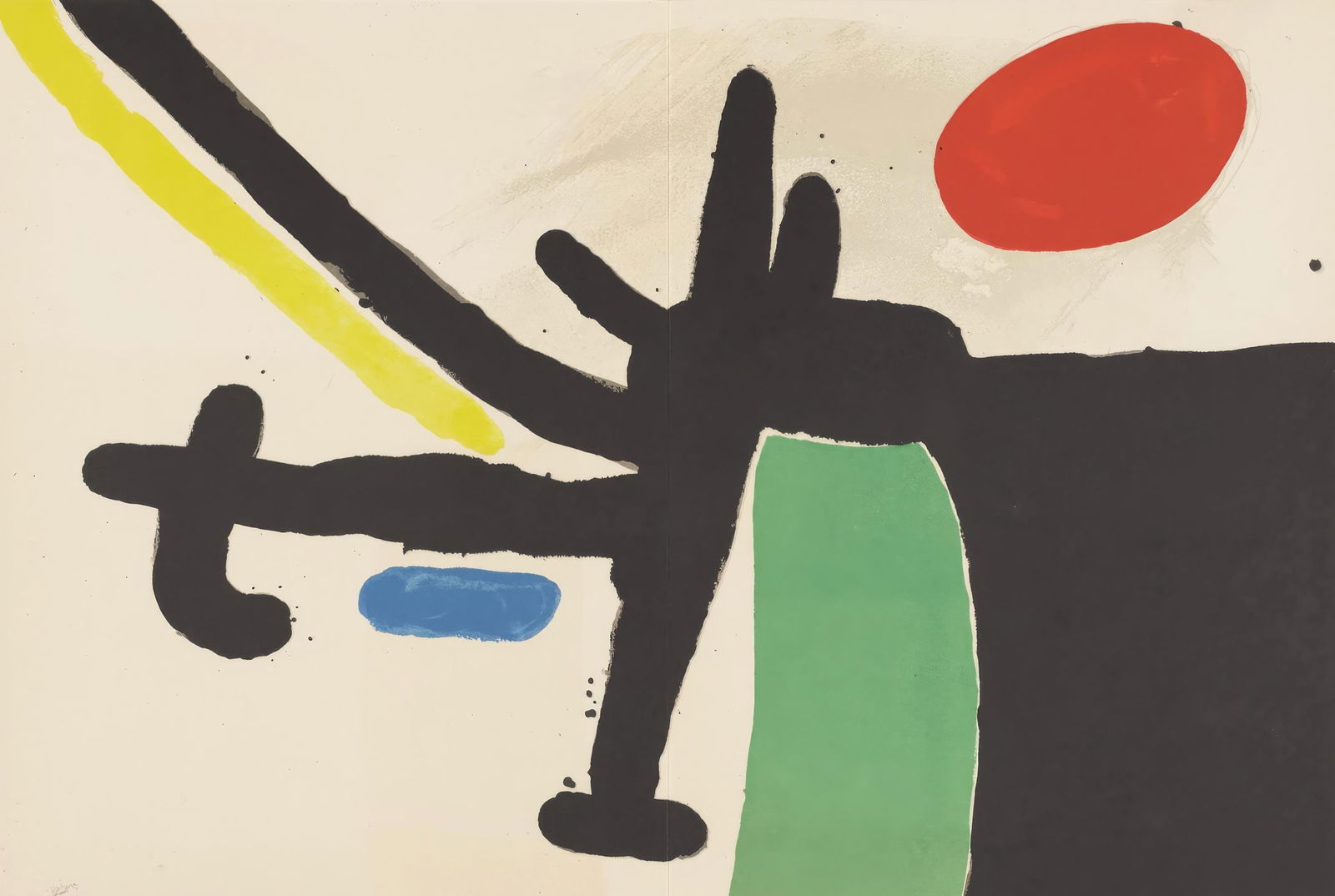 Joan Miro, Untitled, from Tarragona Tapestry, Limited Edition Lithograph, 1972: This exquisite lithograph after Joan Miro (1893-1983), titled Sans titre (Untitled), from the folio Tapis De Tarragona (Tarragona Tapestry), illustrations, Joan Miro, 1972, originates from the 1972
