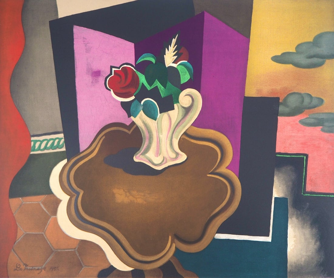 Roger de La Fresnaye, La table Louis-Philippe, Roger de La Fresnaye, Collection Pierre Levy, Limited: Lithograph on velin d'Arches paper. Inscription: Unsigned and unnumbered. Paper Size: 20 x 26 inches. Excellent condition. Notes: From the folio, Roger de la Fresnaye, III, Collection Pierre Levy,