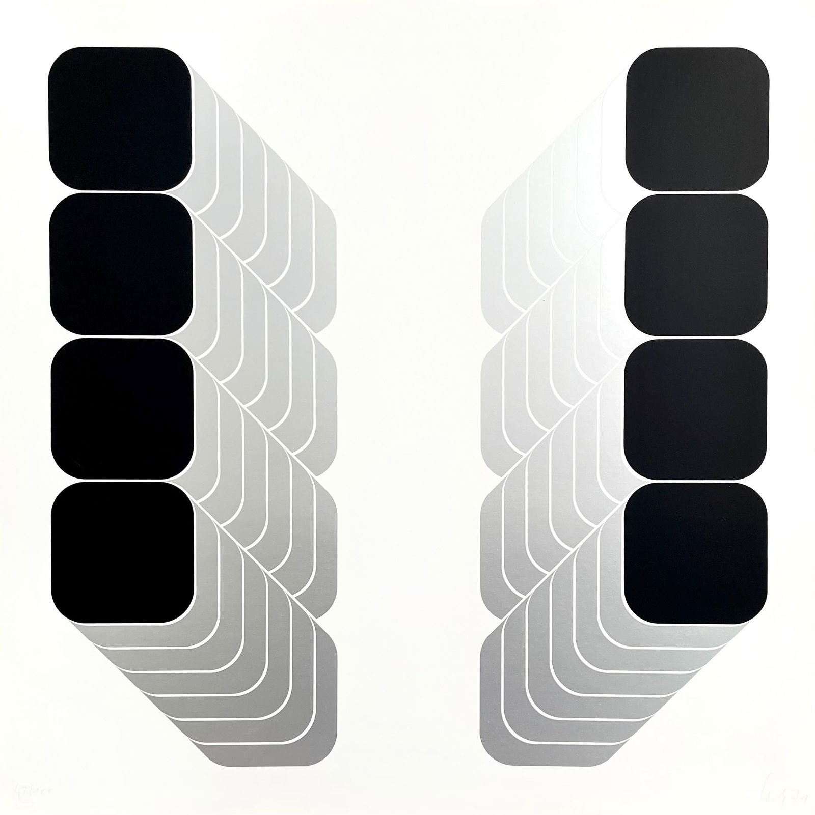 Kaspar Thomas Lenk, Lenk Series B, Limited Edition Silkscreen: Silkscreen, metallic ink in colors on velin paper. Paper size: 26.5 x 26.5 inches. Excellent condition. Inscription: Hand signed and numbered, as issued. Notes: Published by London Arts Inc., Detroit;