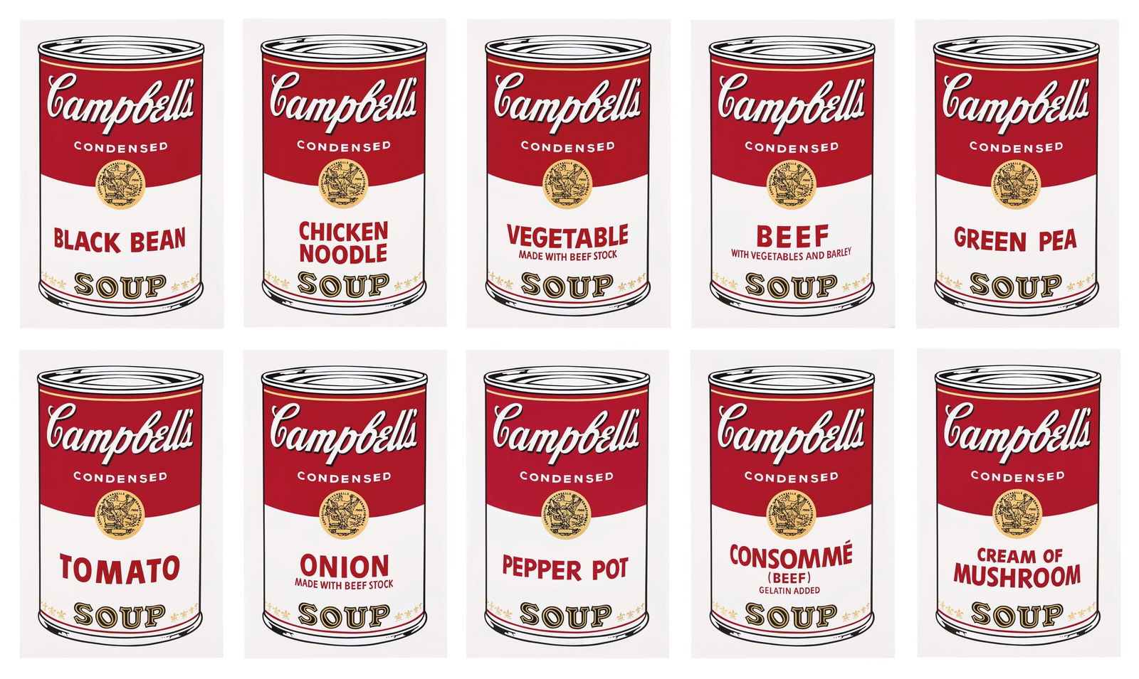 Andy Warhol, Campbell's Soup, Suite of Ten, Official Edition, Sunday B. Morning, Silkscreens (1 of 4)