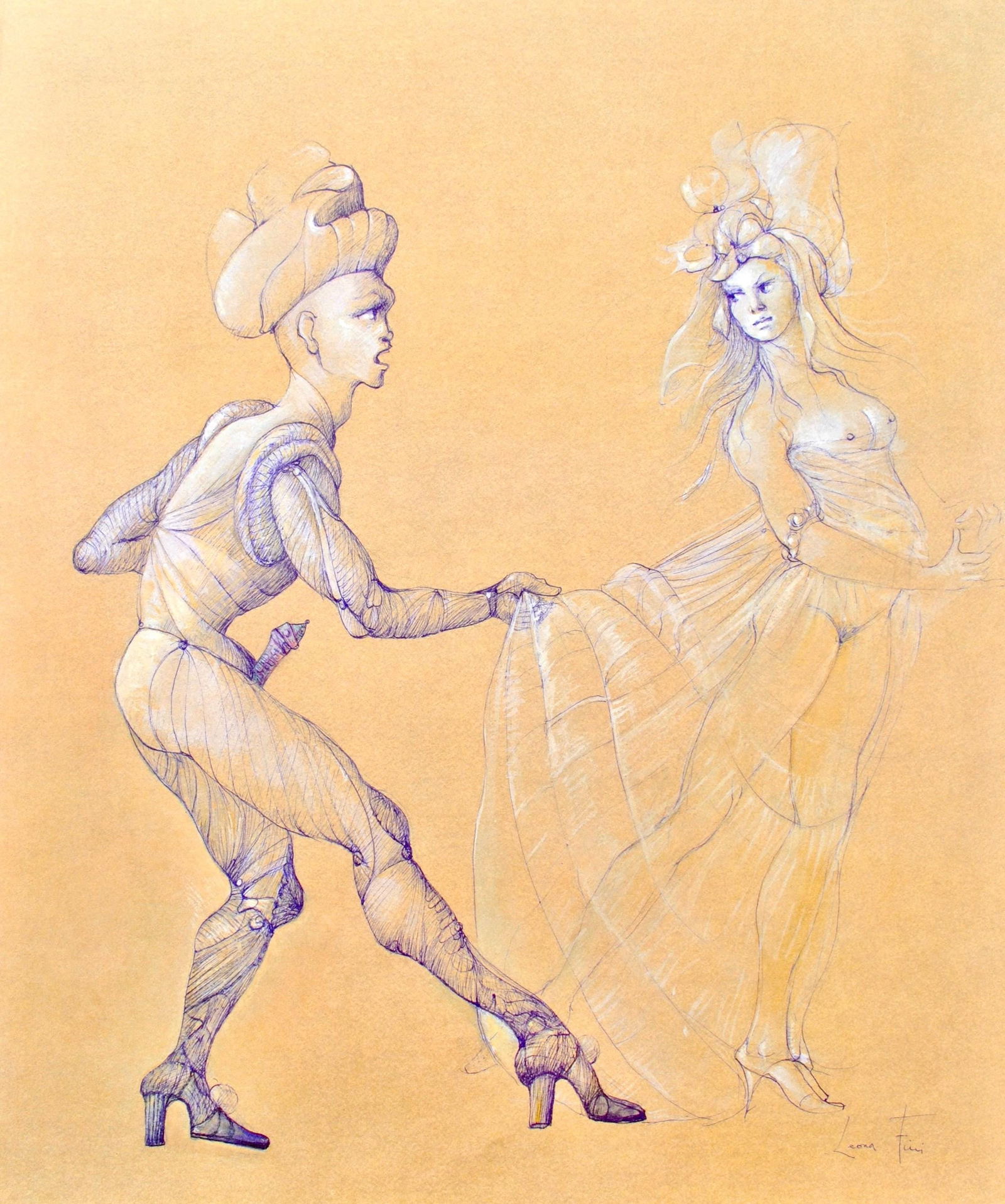 Leonor Fini, Composition, Fruits de la Passion, XXe siecle, Limited Edition Heliogravure: Heliogravure on velin de Rives pur chiffon paper, manufactured by Les papeteries de Rives, Voiron, France. Paper Size: 16.93 x 14.17 inches. Inscription: Signed in the plate and unnumbered, as