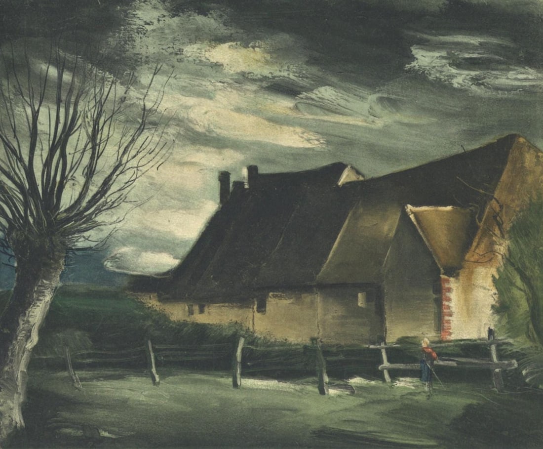 Maurice de Vlaminck, La Haute Folie, Vlaminck, Limited Edition Lithograph: Lithograph in fifteen colors on velin paper. Inscription: Unsigned and unnumbered, as issued. Paper Size: 9.5 x 12.25 inches; image size: 7.9 x 9.4 inches. Condition: Very good/excellent, consistent