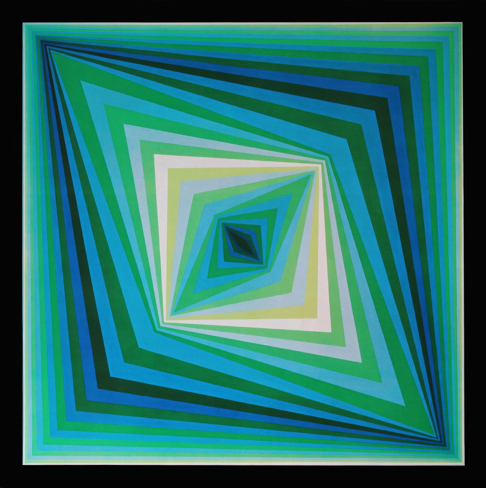 Victor Vasarely, Rhombus, from Progressions II, Original Edition Heliogravure, 1972: This exquisite heliogravure by Victor Vasarely (1906-1997), titled Rhombus, originates from the 1972 folio Progressions II, published and printed by Editions du Griffon, Neuchatel, Switzerland. The