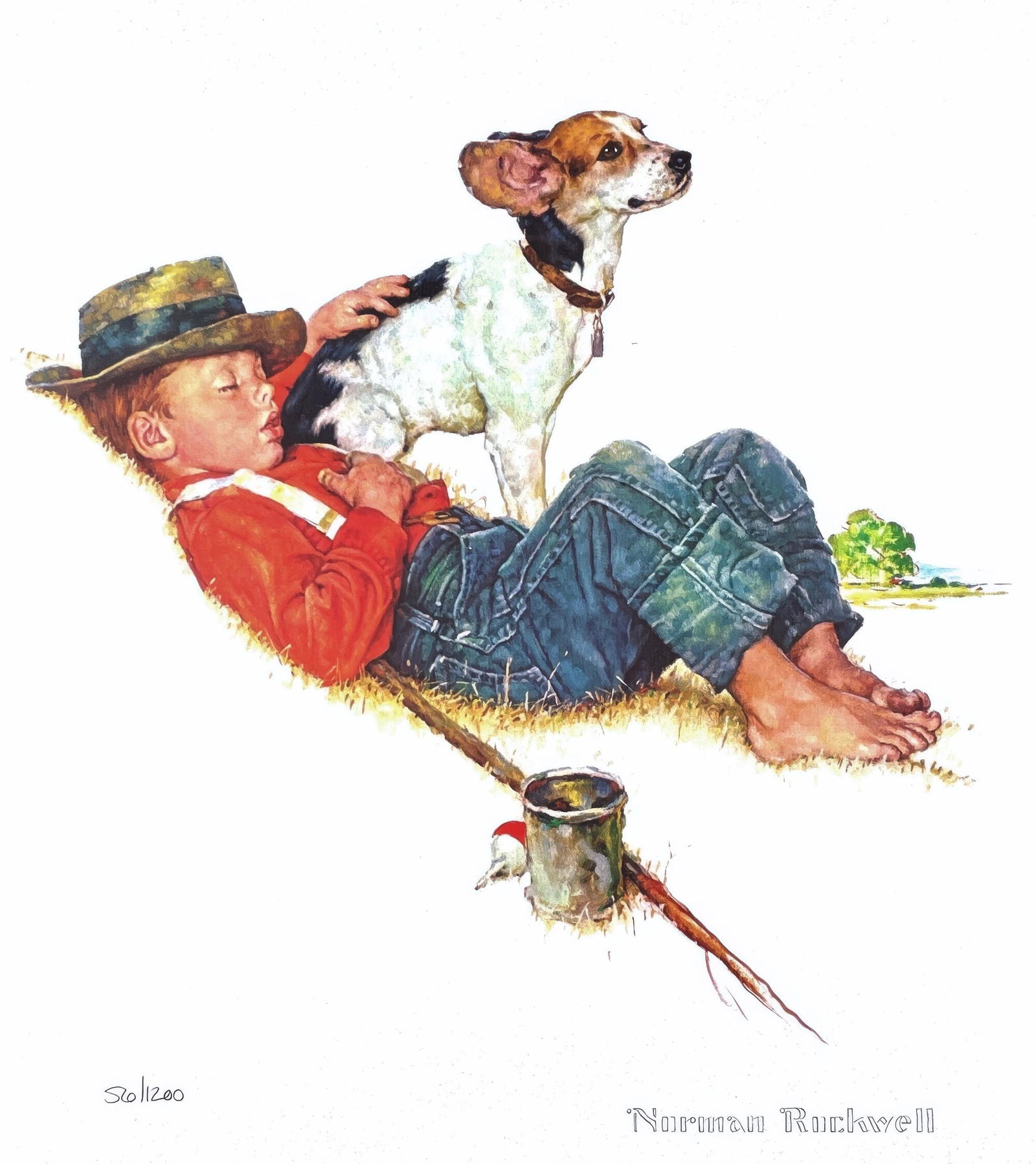 Norman Rockwell, Adventurers Between Adventures, from The Four Seasons, Limited Edition Offset: This exquisite lithograph by Norman Rockwell (1894-1978), titled Adventurers Between Adventures, from the folio The Four Seasons, originates from the 1991 edition published by Brown & Bigelow, Saint P