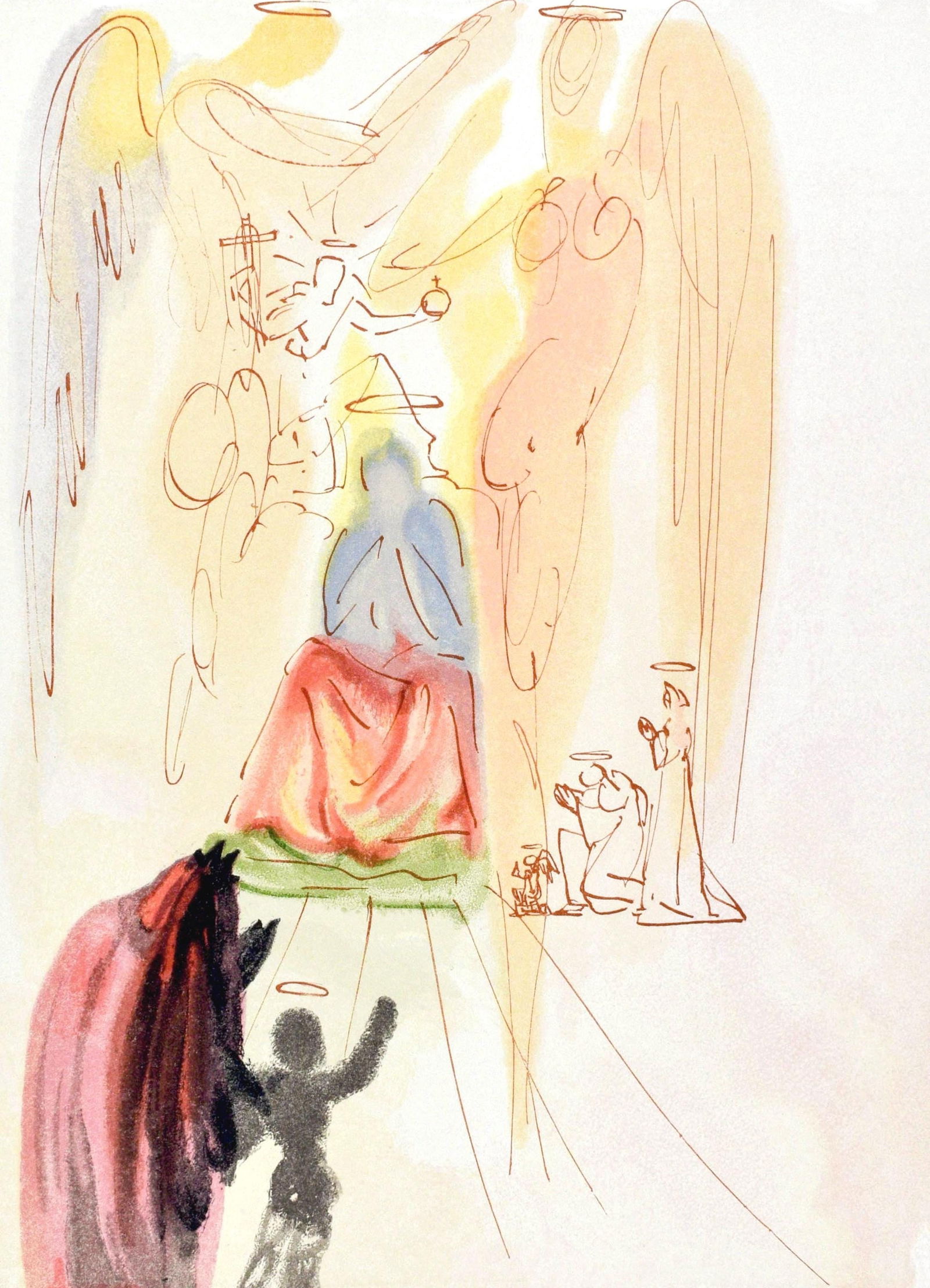 Salvador Dali, Paradiso XXIII (Michler/Lopsinger 1039-1138; Field 189-200), La Divina Commedia,: Woodcut in colors on velin pur chiffon de Rives paper. Paper size: 13 x 10.375 inches. Inscription: Unsigned and unnumbered, as issued. Catalogue raisonne references: Dali, Salvador, et al. Salvador D