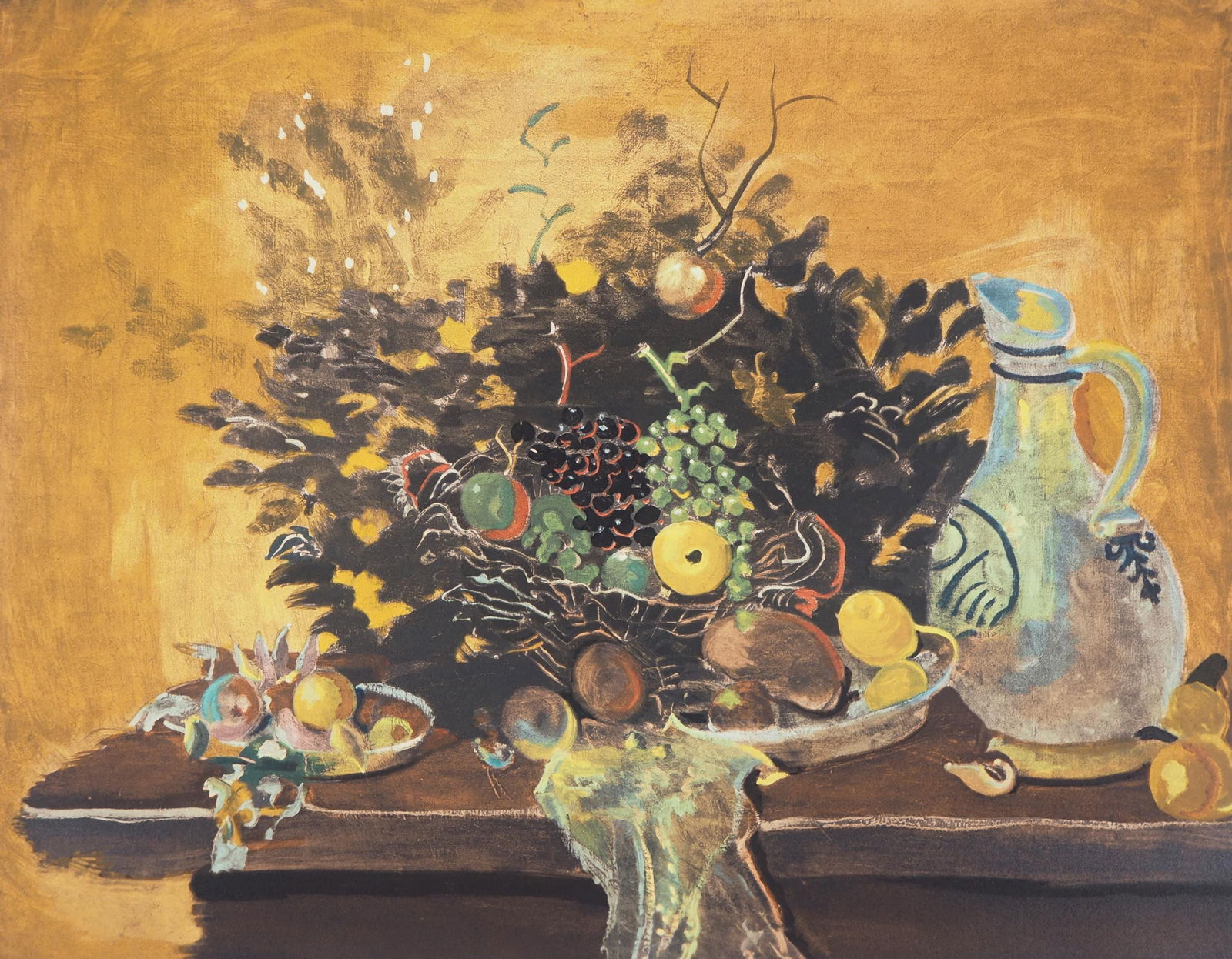 Andre Derain, Nature morte, Andre Derain, 1880-1954, Limited Edition Lithograph and Pochoir, 1961: Lithograph and pochoir on velin d'Arches paper. Paper Size: 20 x 23.75 inches. Inscription: Signed in the plate and unnumbered, as issued. Condition: Very good/excellent, consistent with age. Notes: F