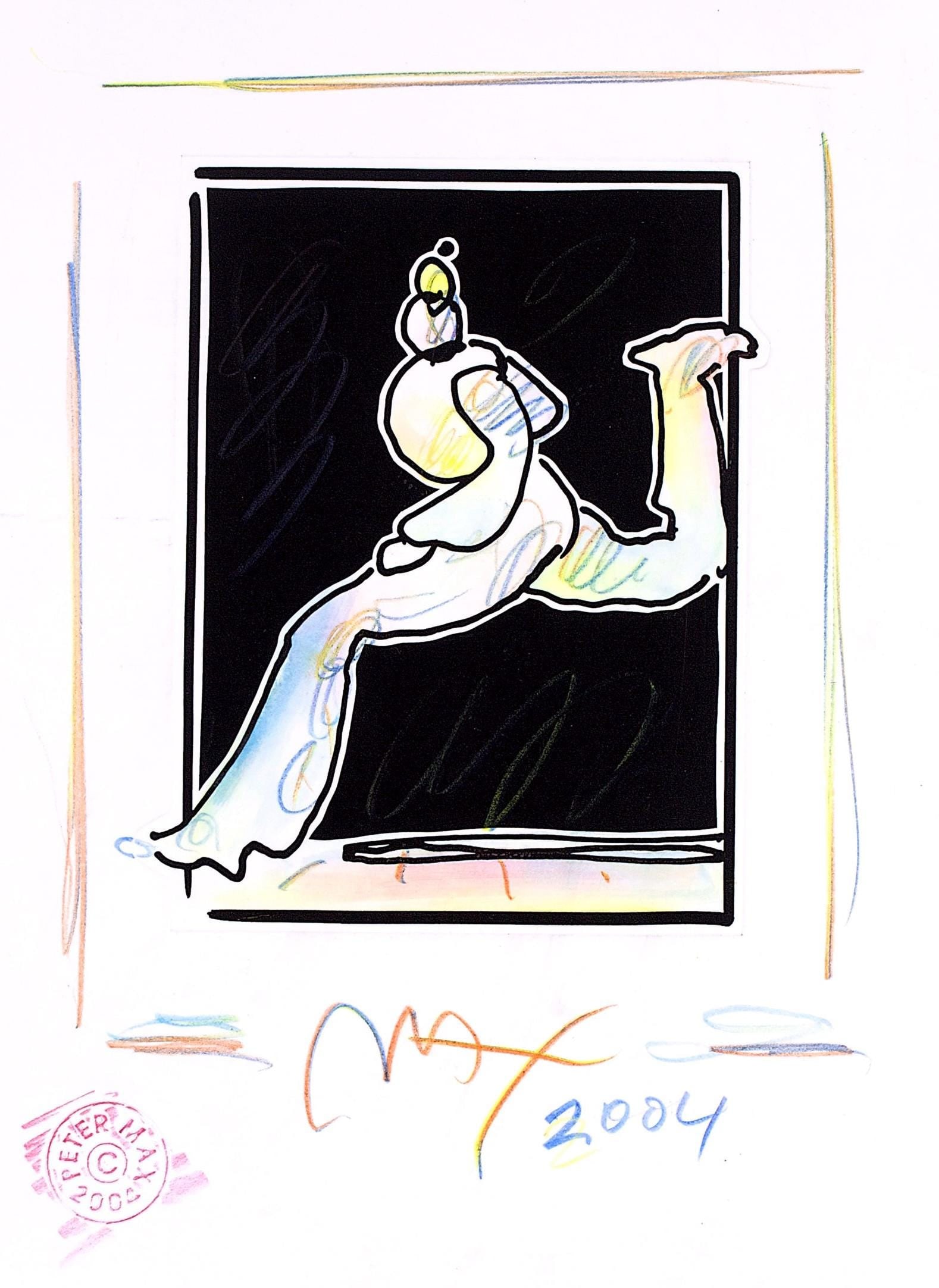 Peter Max, Runner, Black and White Series, Hand Signed, Official Edition Mixed Media (1 of 4)
