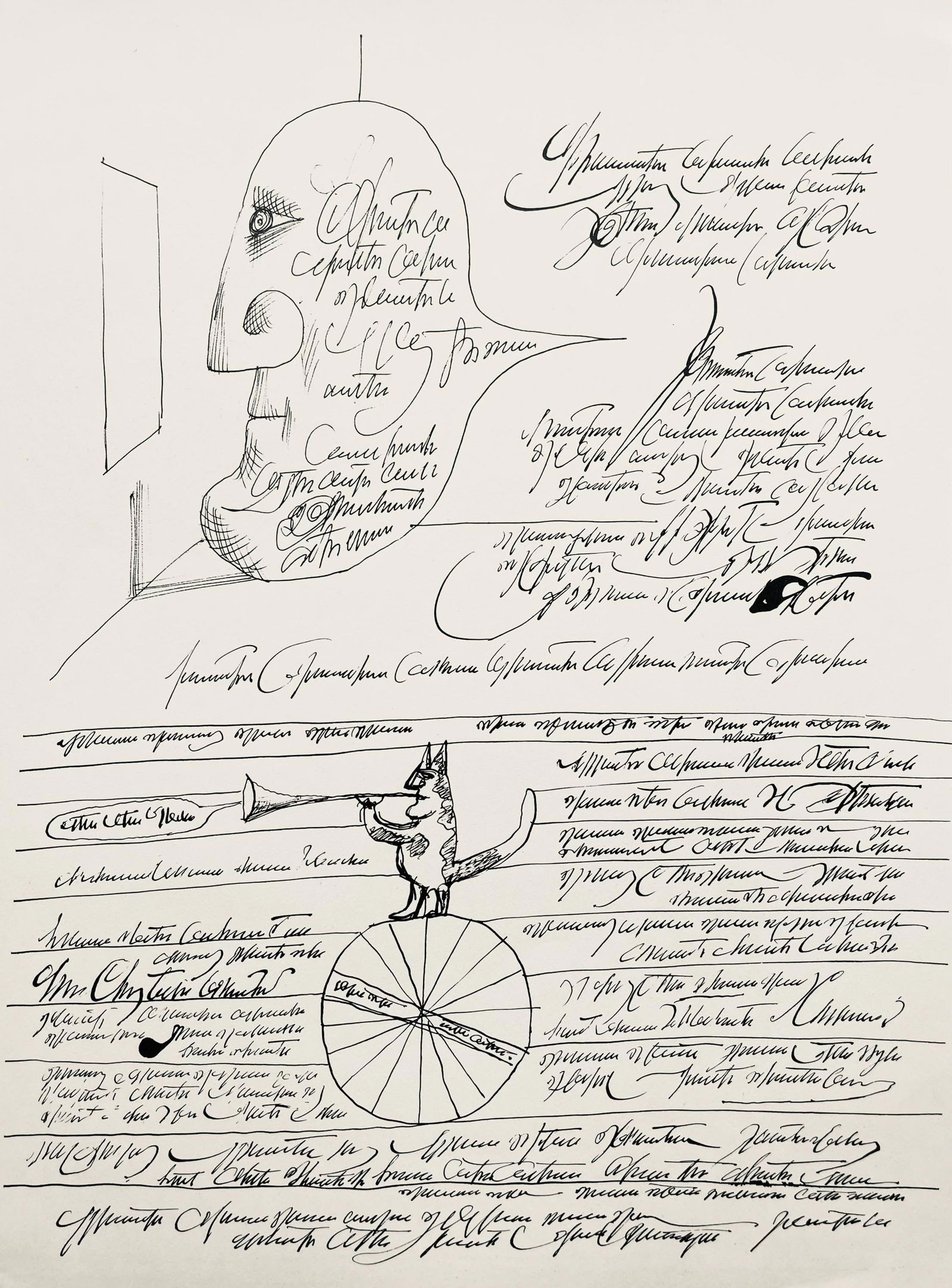 Saul Steinberg, Composition, Derriere le miroir, Limited Edition Lithograph (1 of 4)