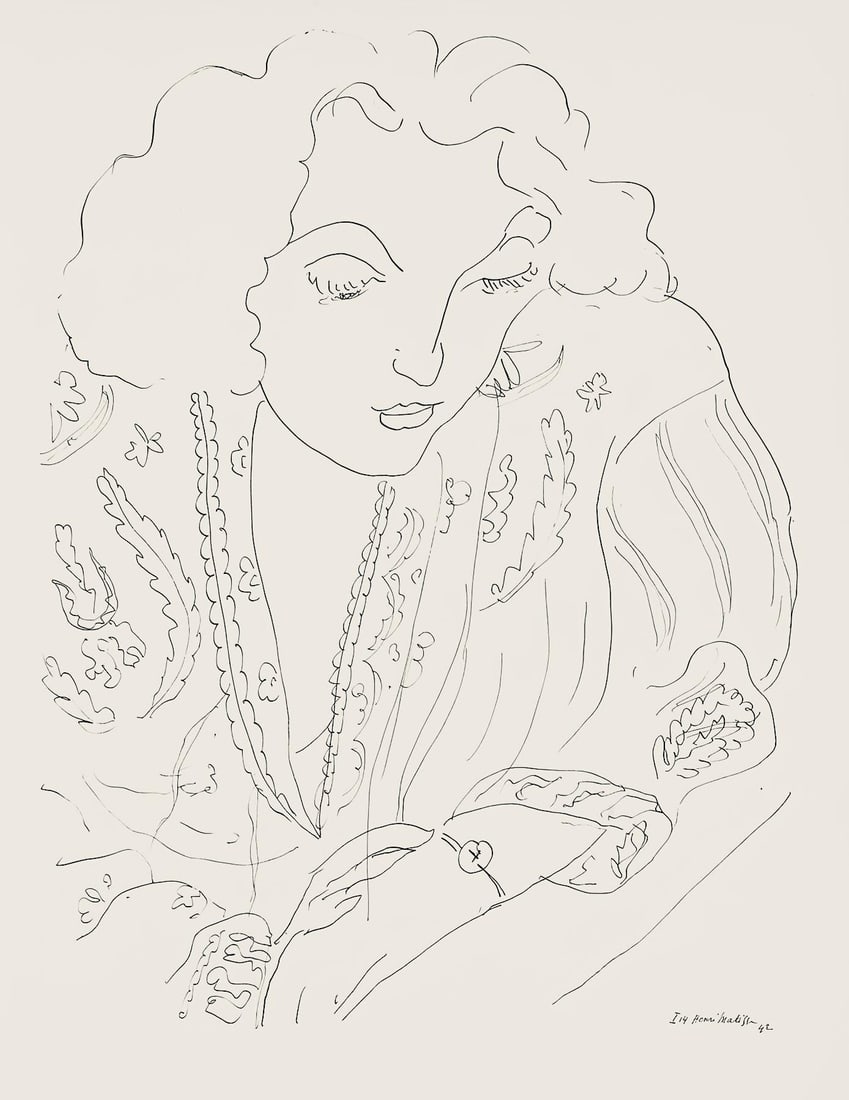 Henri Matisse, Serie I, var. 14 (Duthuit 9), Henri Matisse, Dessins, Themes et variations, Limited: Lithograph on velin pur fil paper. Paper Size: 12.875 x 9.625 inches. Excellent condition. Inscription: Signed in the plate and unnumbered, as issued. Notes: From the folio, Henri Matisse, Dessins,