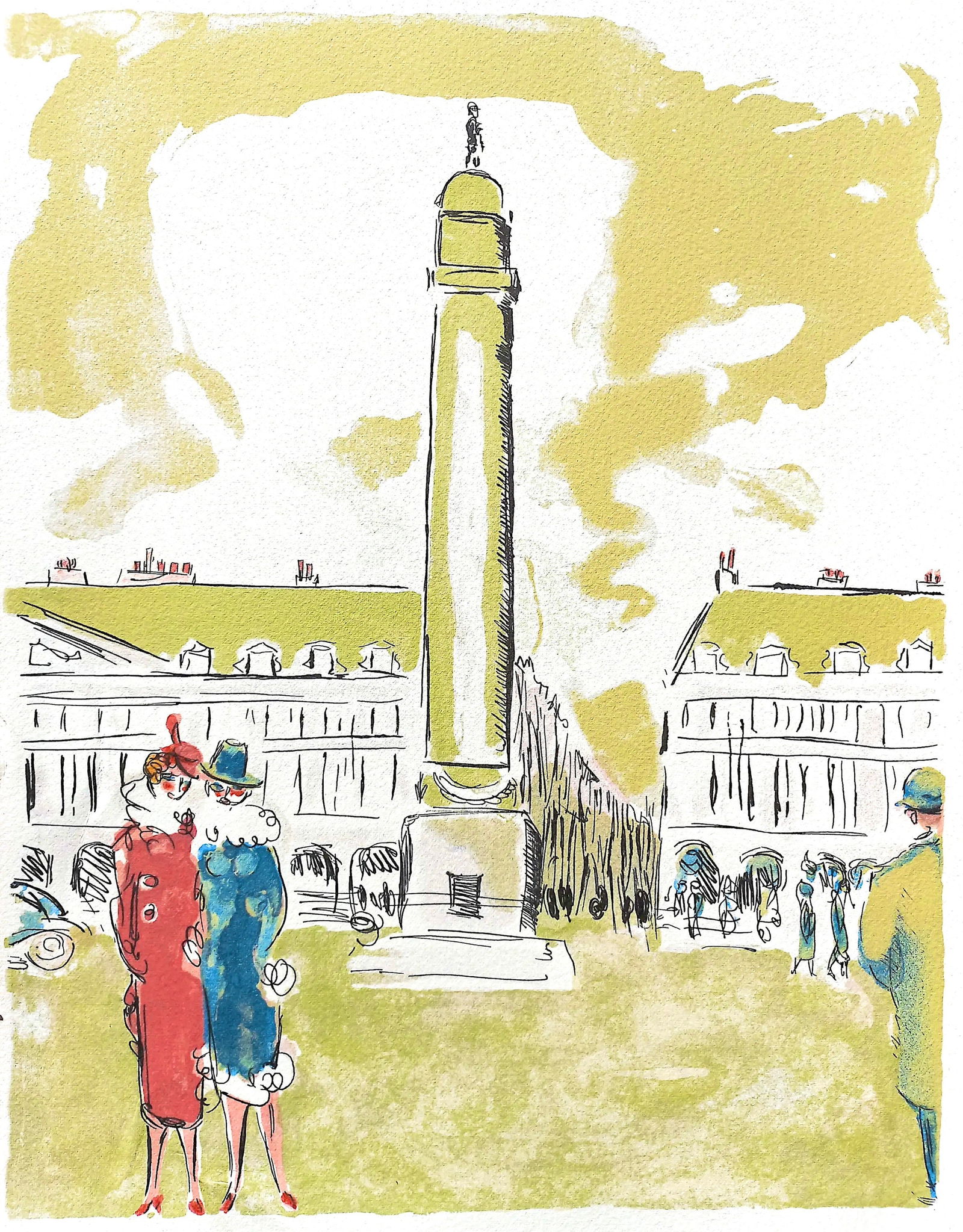 Kees Van Dongen, Place Vendome, Au Temps de Paris Seine, Limited Edition Lithograph (1 of 4)