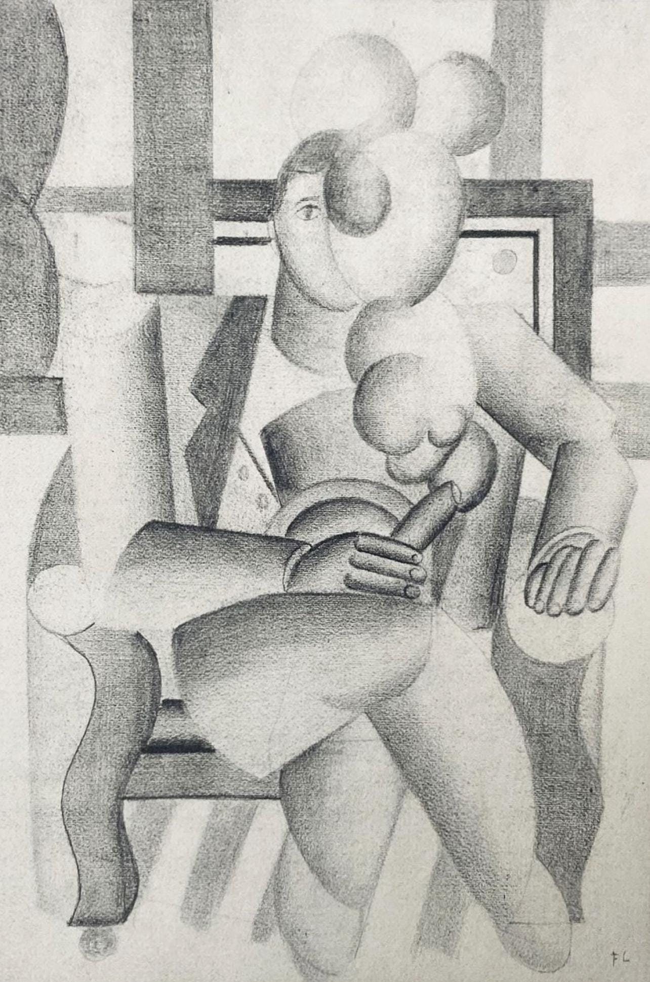 Fernand Leger, Composition, Contrastes, Limited Edition Lithograph: Lithograph and stencil on papier a la cuve du moulin Richard de Bas specialement filigrane pour cette edition paper. Paper size: 20.25 x 15.25 inches. Excellent condition. Inscription: signed in the p