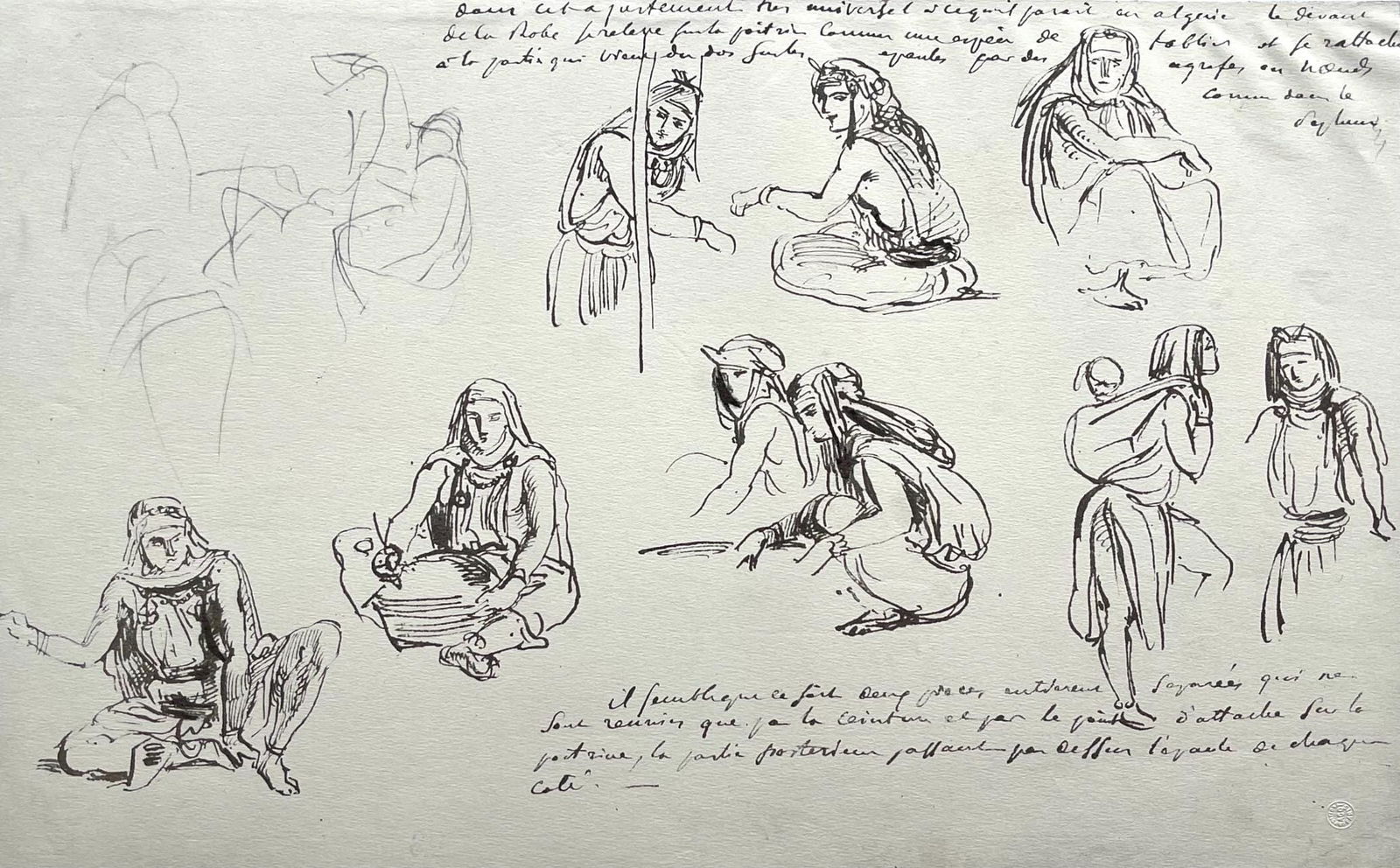 Eugene Delacroix, Composition, Trente et un Dessins et Aquarelles du Maroc, Limited Edition: Lithograph and stencil on fine velin paper, mounted on archival mat-board, as issued. Mat-board size: 14.674 x 19.56 inches. Excellent condition. Unsigned and unnumbered, as issued. Notes: From the