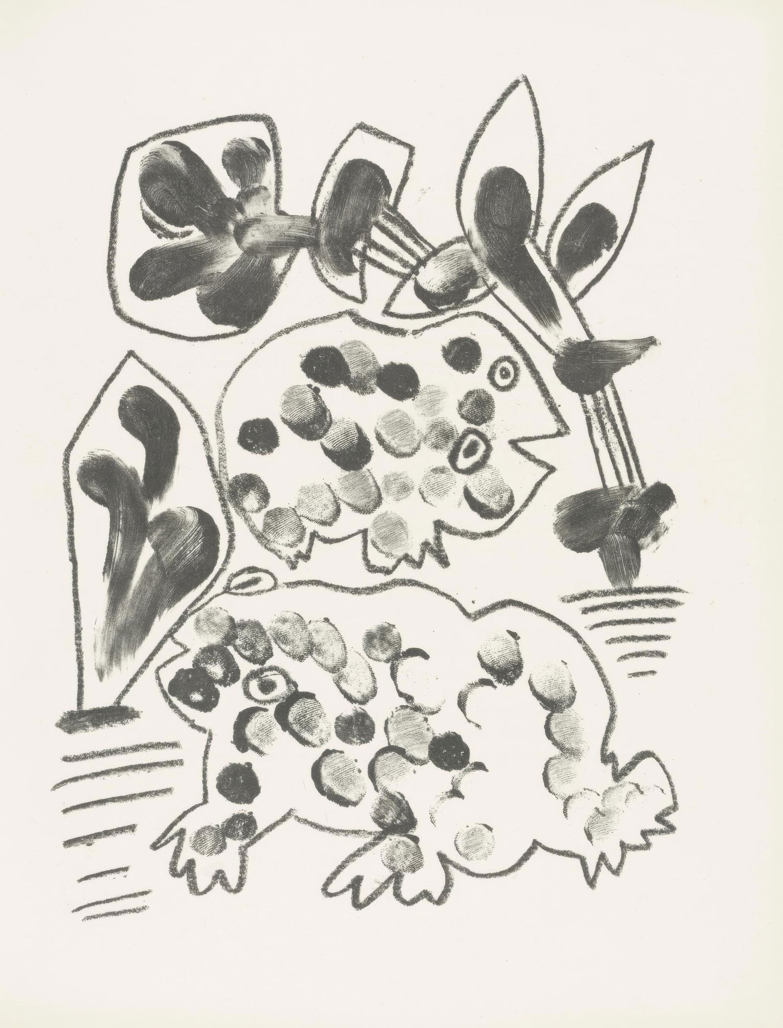 Pablo Picasso, Untitled, from In living memory, Limited Edition Lithograph, 1950: This exquisite lithograph by Pablo Picasso (1881-1973), titled Sans titre (Untitled), from the folio De memoire d'homme (In living memory), originates from the 1950 edition published by Editions Borda
