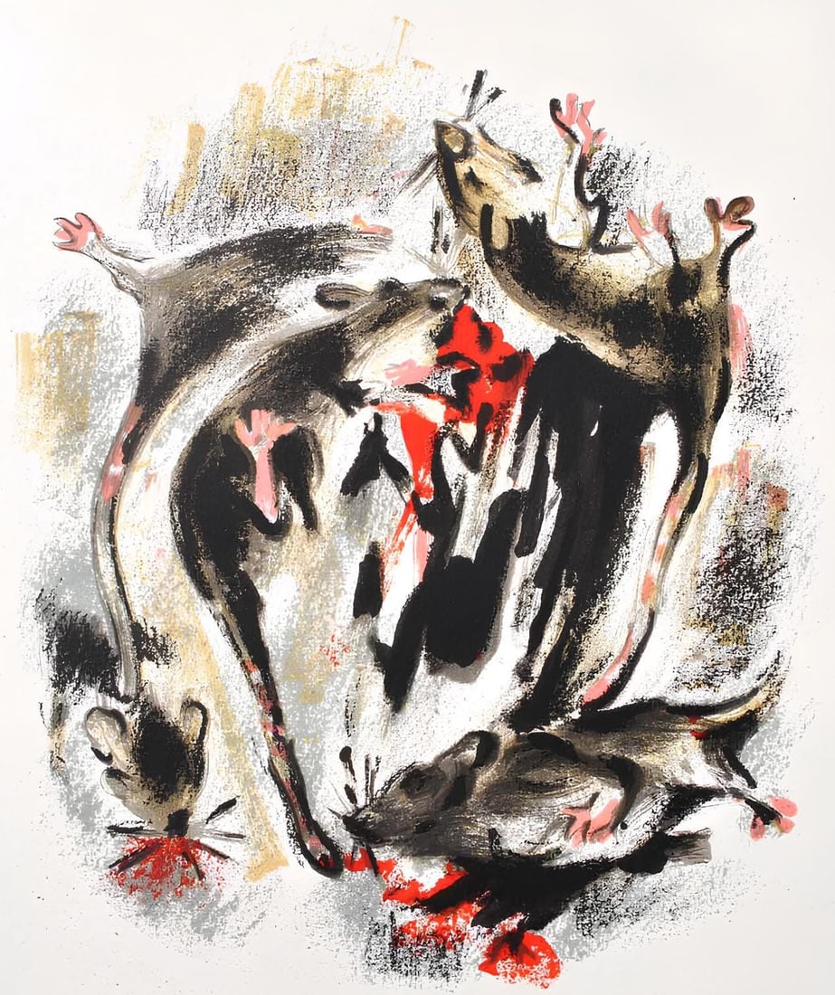 Alexandre Garbell, Composition, Œuvres completes d'Albert Camus, Limited Edition Lithograph: Lithograph on velin d'Arches filigrane paper. Paper Size: 11 x 8.5 inches. Excellent condition. Inscription: Unsigned and unnumbered, as issued. Notes: From the volume, Œuvres completes d'Albert