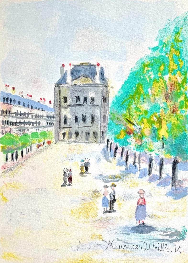 Maurice Utrillo, Au Musee du Louvre (Rue de Rivoli), Paris Capitale, Limited Edition Lithograph (1 of 4)