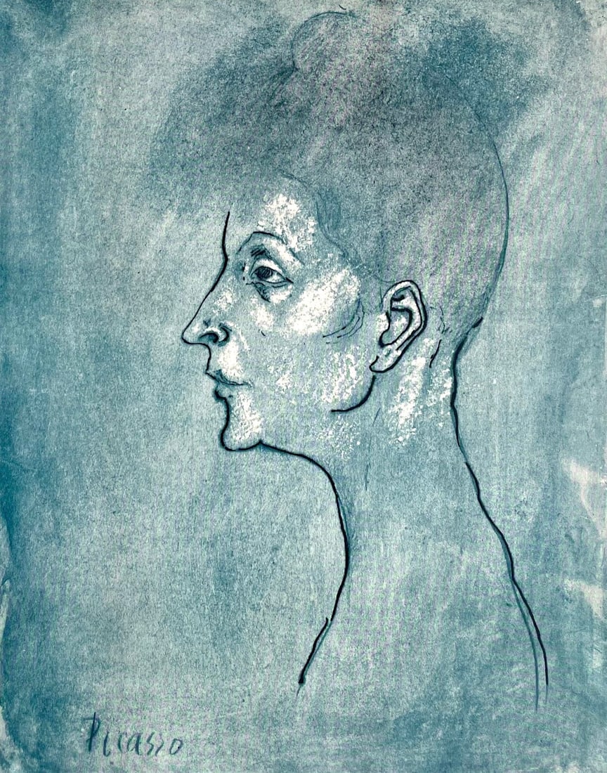 Pablo Picasso, Mother and Child (Orozco 95), Picasso: Fifteen Drawings, Limited Edition Lithograph: Lithograph and stencil on velin paper. Unsigned and unnumbered, as issued. Paper Size: 18.75 x 12.625 inches. Excellent condition. Notes: From the folio, Picasso: Fifteen Drawings, 1946. Published by