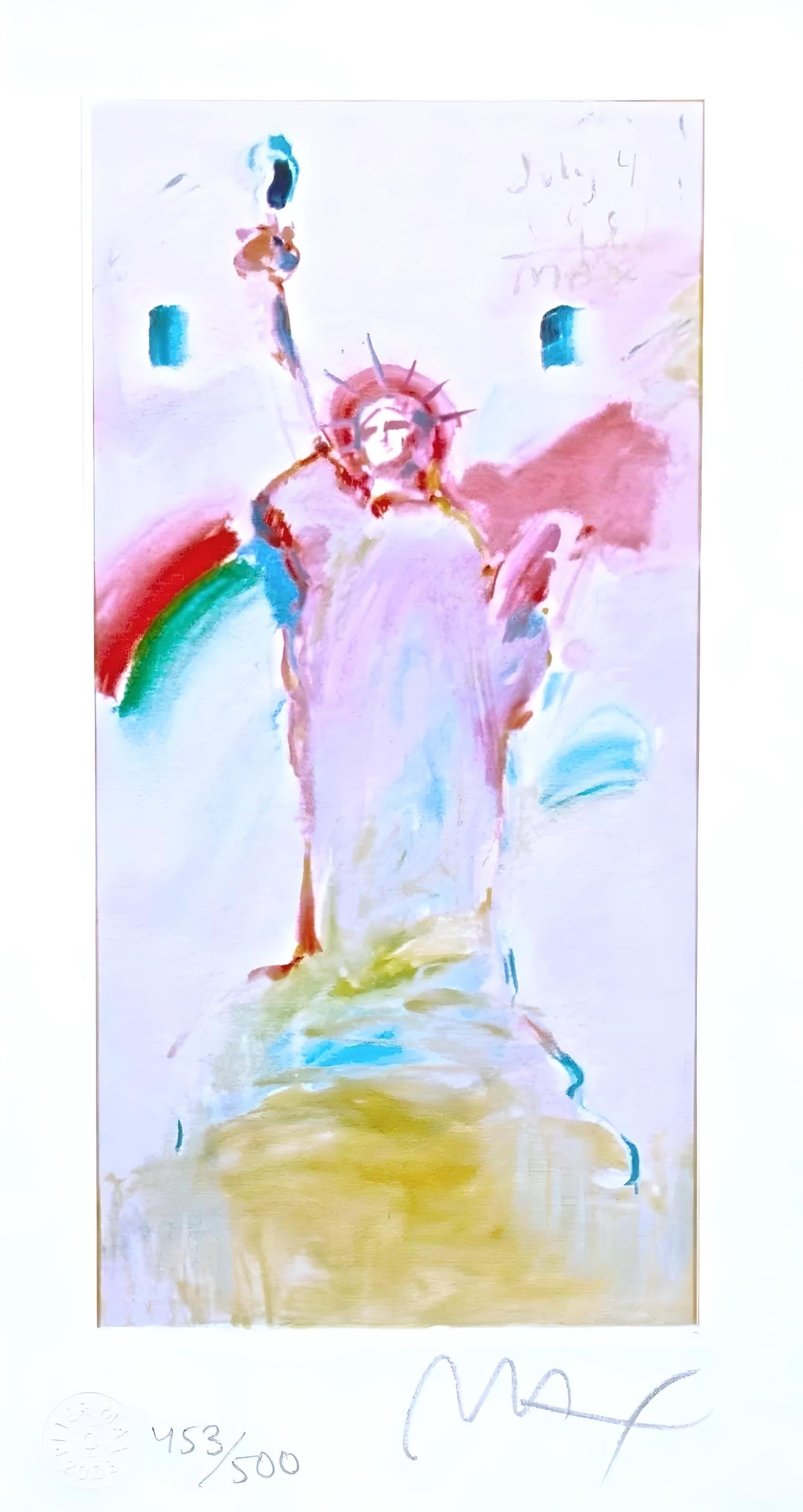 Peter Max, Statue of Liberty VII, Hand Signed, Official Limited Edition Lithograph: Lithograph in colors on Lustro Saxony paper. Paper size: 10 x 5.5 inches. Inscription: Hand signed by Peter Max and numbered, as issued. Condition: Excellent. Notes: Published and printed by Via Max,