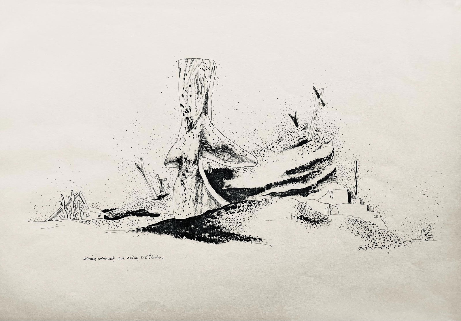 Jean Lurcat, derniers monuments aux victimes, huit dessins a la plume, Limited Edition Lithograph (1 of 4)