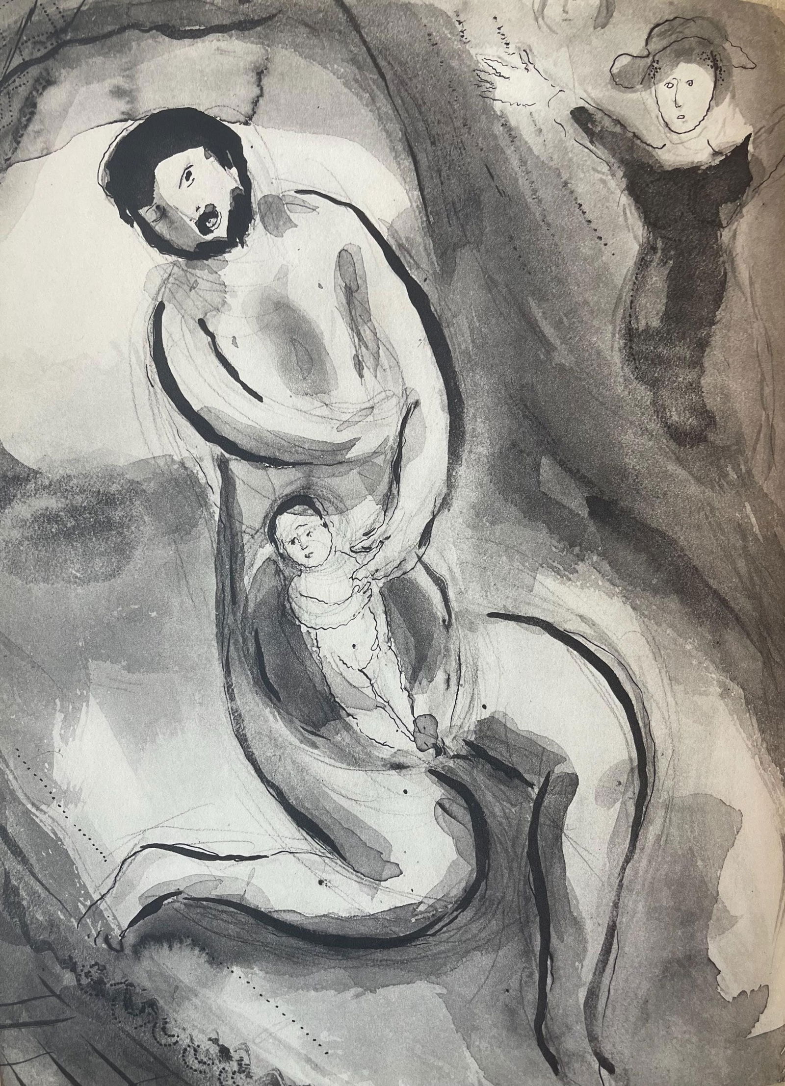 Marc Chagall, Composition, Contes de Boccace, Verve: Revue Artistique et Litteraire, Limited Edition: Lithograph on velin des Papeteries du Marais paper. Unsigned and unnumbered. Paper Size: 13.94 x 10.31 inches. Excellent condition. Notes: From the volume, Verve: Revue Artistique et Litteraire, Vol.