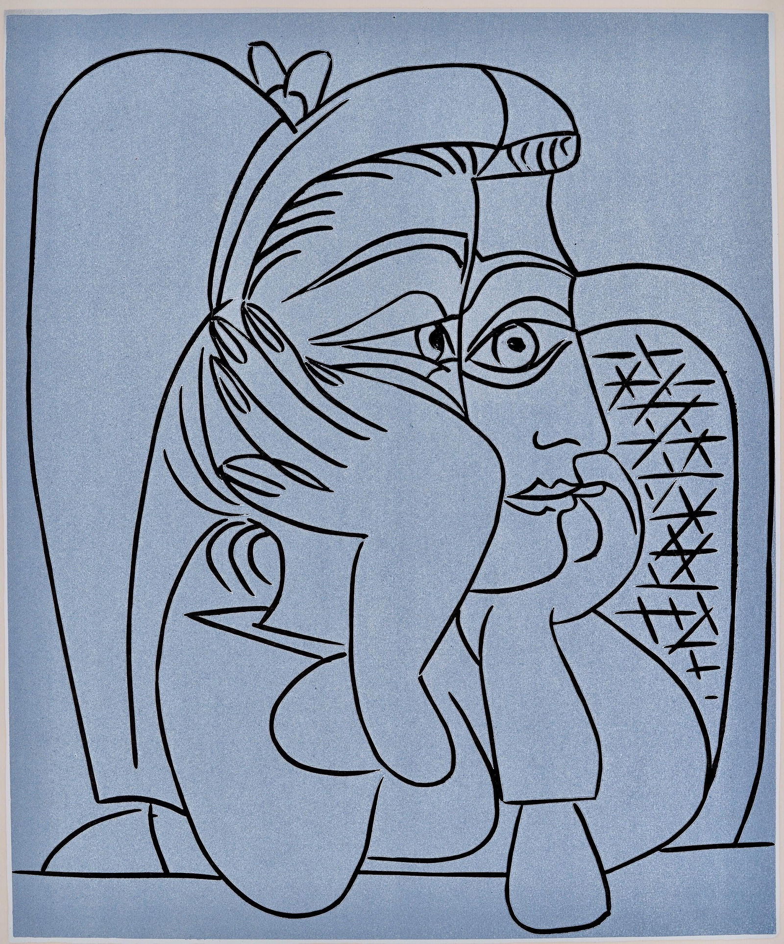Pablo Picasso, Femme accoudee (Orozco 214), Grabados al linoleo, Limited Edition Linocut (1 of 4)