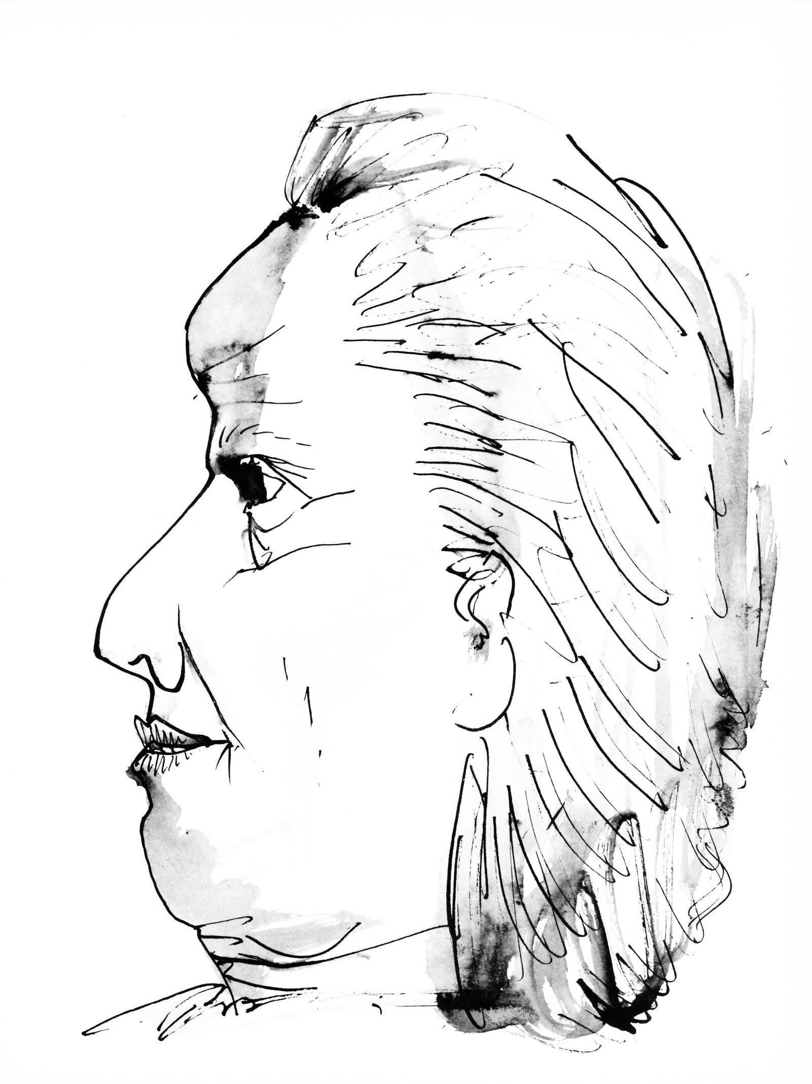 Pablo Picasso, Profil de vieille femme, trait et lavis (Cramer 84; Johnson/Stein 77), Limited: Collotype on velin du Marais paper. Paper size: 14.5 x 11.125 inches. Inscription: Unsigned and unnumbered, as issued. Catalogue raisonne reference: Goeppert, Sebastian, et al. Pablo Picasso, the