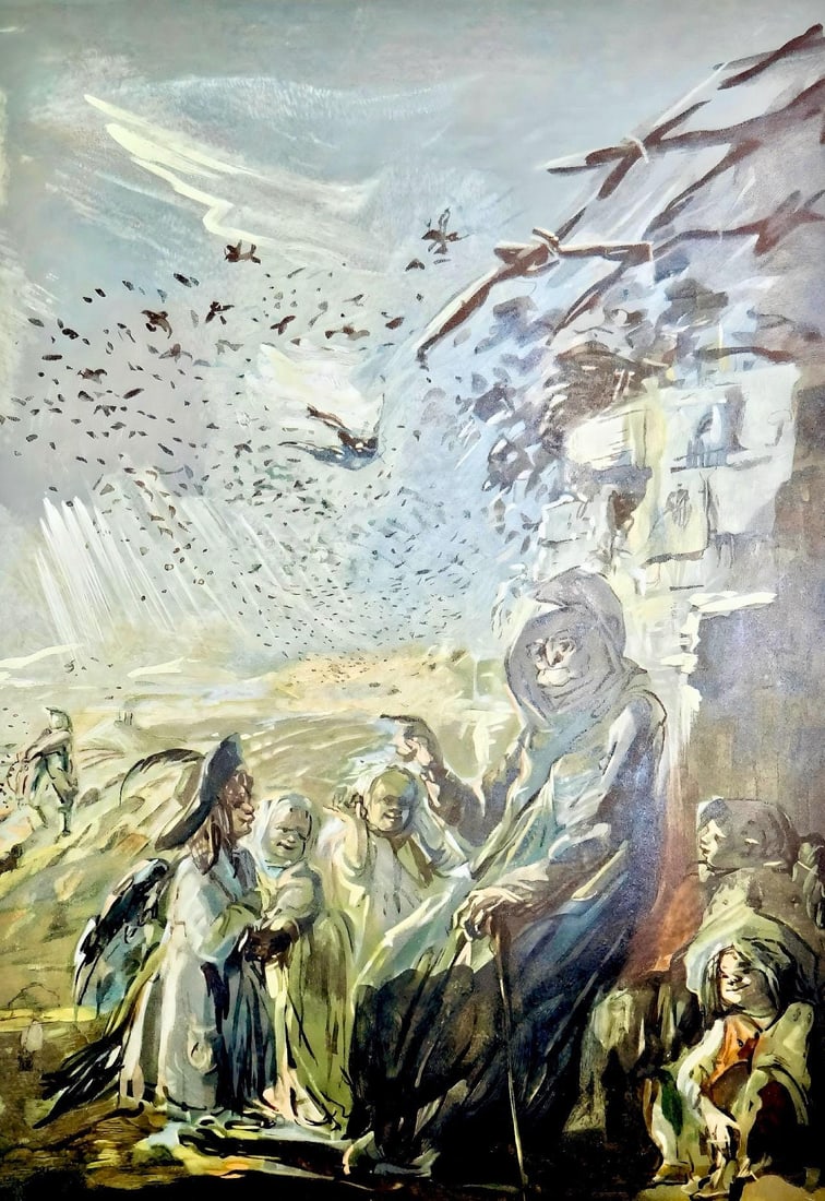 Lila de Nobili, L'Hirondelle et les petits oiseaux, Vingt fables de La fontaine, Limited Edition: Woodcut on velin d'Arches paper. Paper size: 15 x 10.75 inches. Excellent condition. Inscription: signed in the plate and unnumbered, as issued. Notes: from the folio, Vingt fables de La fontaine, 196