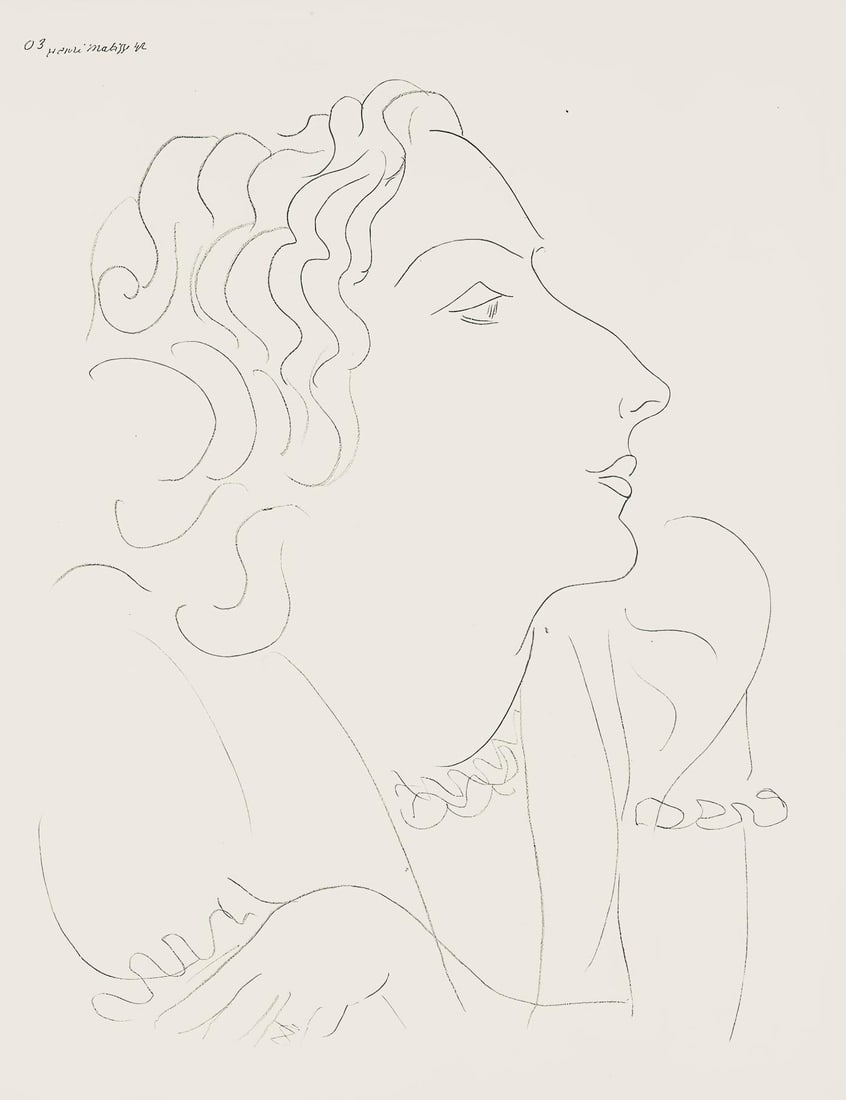 Henri Matisse, Serie O, var. 3 (Duthuit 9), Henri Matisse, Dessins, Themes et variations, Limited: Lithograph on velin pur fil paper. Paper Size: 12.875 x 9.625 inches. Excellent condition. Inscription: Signed in the plate and unnumbered, as issued. Notes: From the folio, Henri Matisse, Dessins, Th