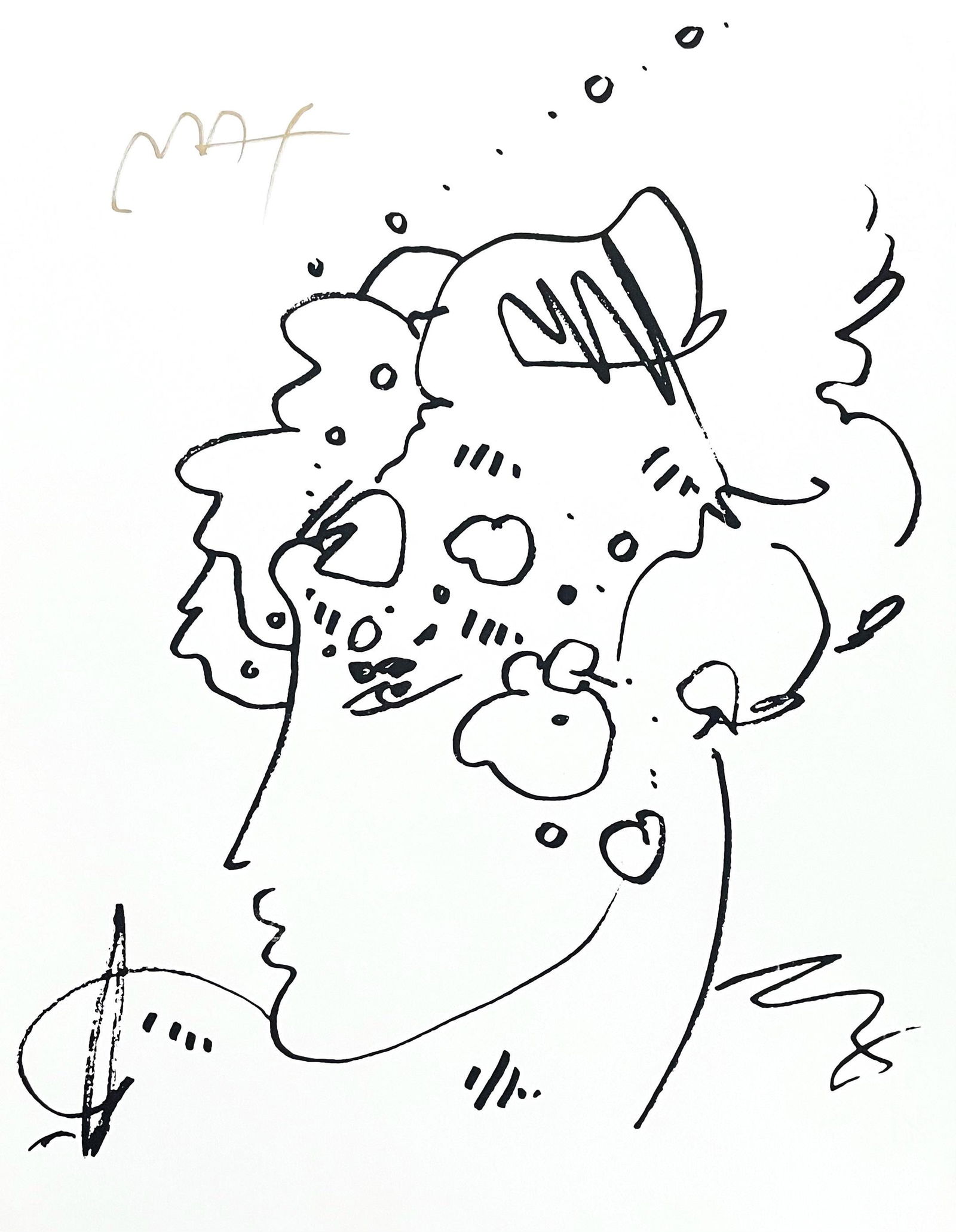 Peter Max, Lady Profile, Hand Signed, Monotype Silkscreen: Monotype silkscreen on Fabriano velin paper. Paper size: 19.75 x 15.25 inches. Inscription: Hand signed in ink, as issued. Condition: Excellent. Notes: Published and printed by Peter Max, New York, 20