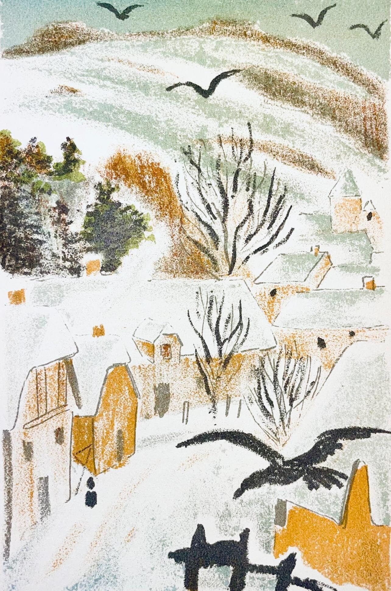 Maurice Mourlot, Composition, de Goupil a Margot, Histoires De Betes, Limited Edition Lithograph: Lithograph in colors on Grand Velin Blanc paper. Unsigned and unnumbered, as issued. Paper size: 9.055 x 6.69 inches. Excellent condition. Notes: From the volume, de Goupil a Margot, Histoires De