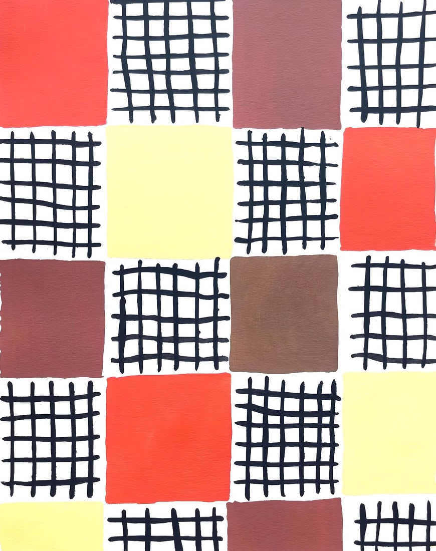 Sonia Delaunay, Planche No. 7, Compositions, couleurs, idees: Sonia Delaunay, Limited Edition: Colour stencil with dense gouache inks on velin paper. Unsigned and unnumbered with printed title-heading designed by Delaunay, upper left, as issued. Paper Size: 12.625 x 9.625 inches. Excellent cond